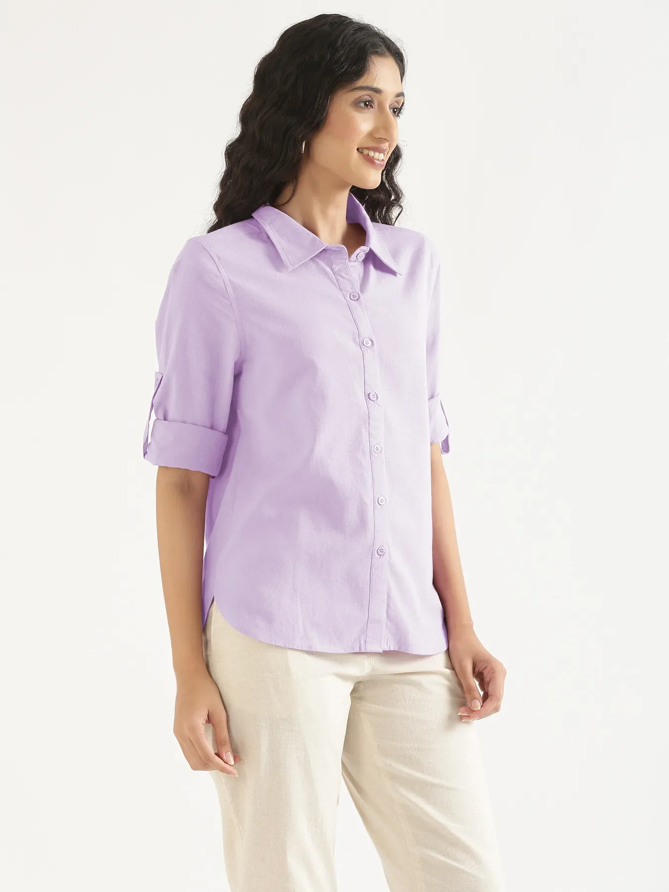 Women Lilac Airy-Linen Shirt - Image 11