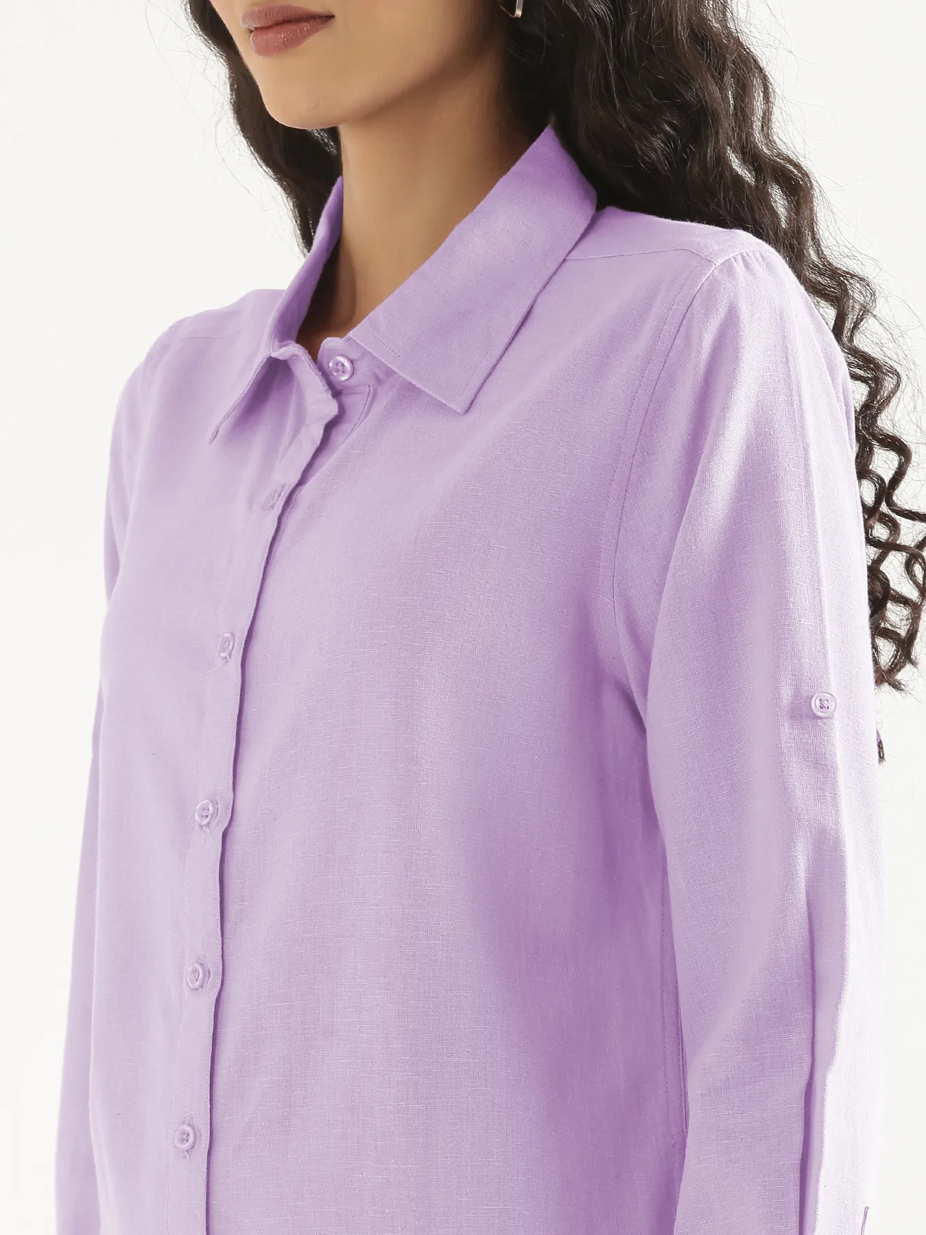 Women Lilac Airy-Linen Shirt - Image 6