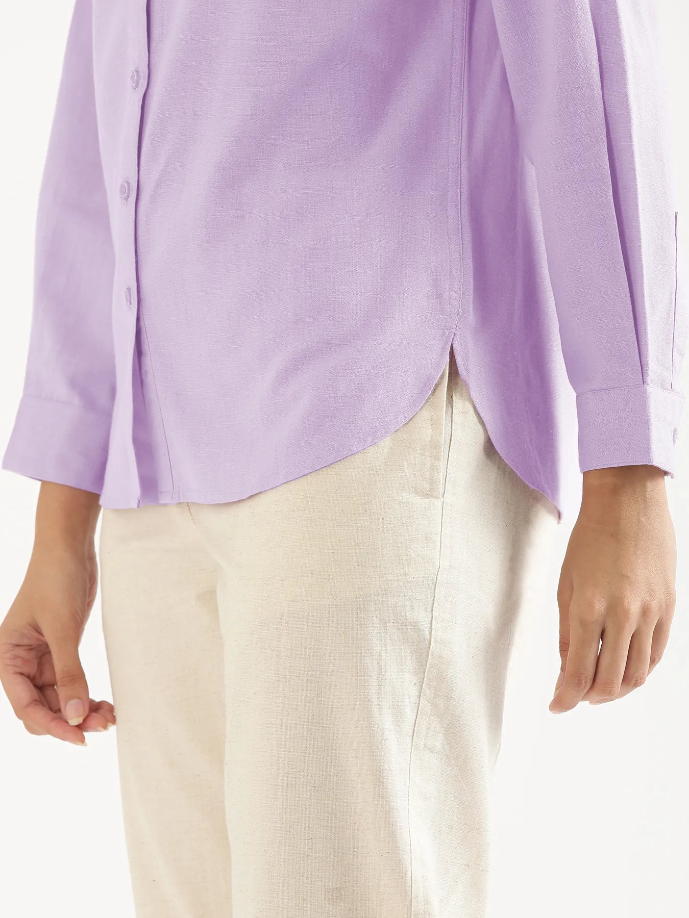 Women Lilac Airy-Linen Shirt - Image 7
