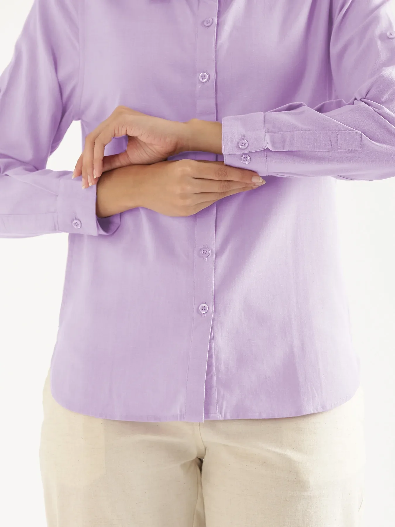 Women Lilac Airy-Linen Shirt - Image 8