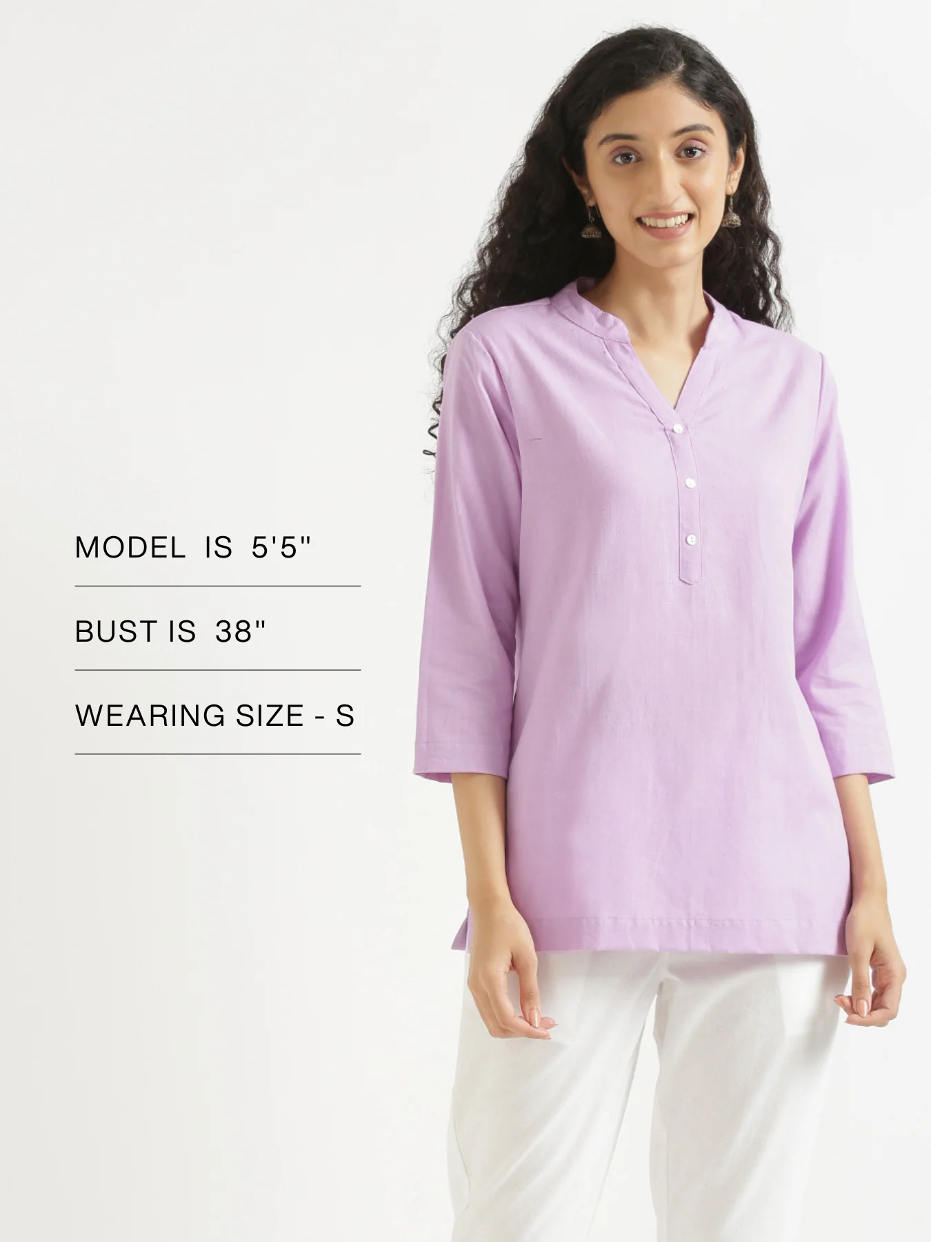 Women Lilac Airy Linen Short Kurta - Image 12