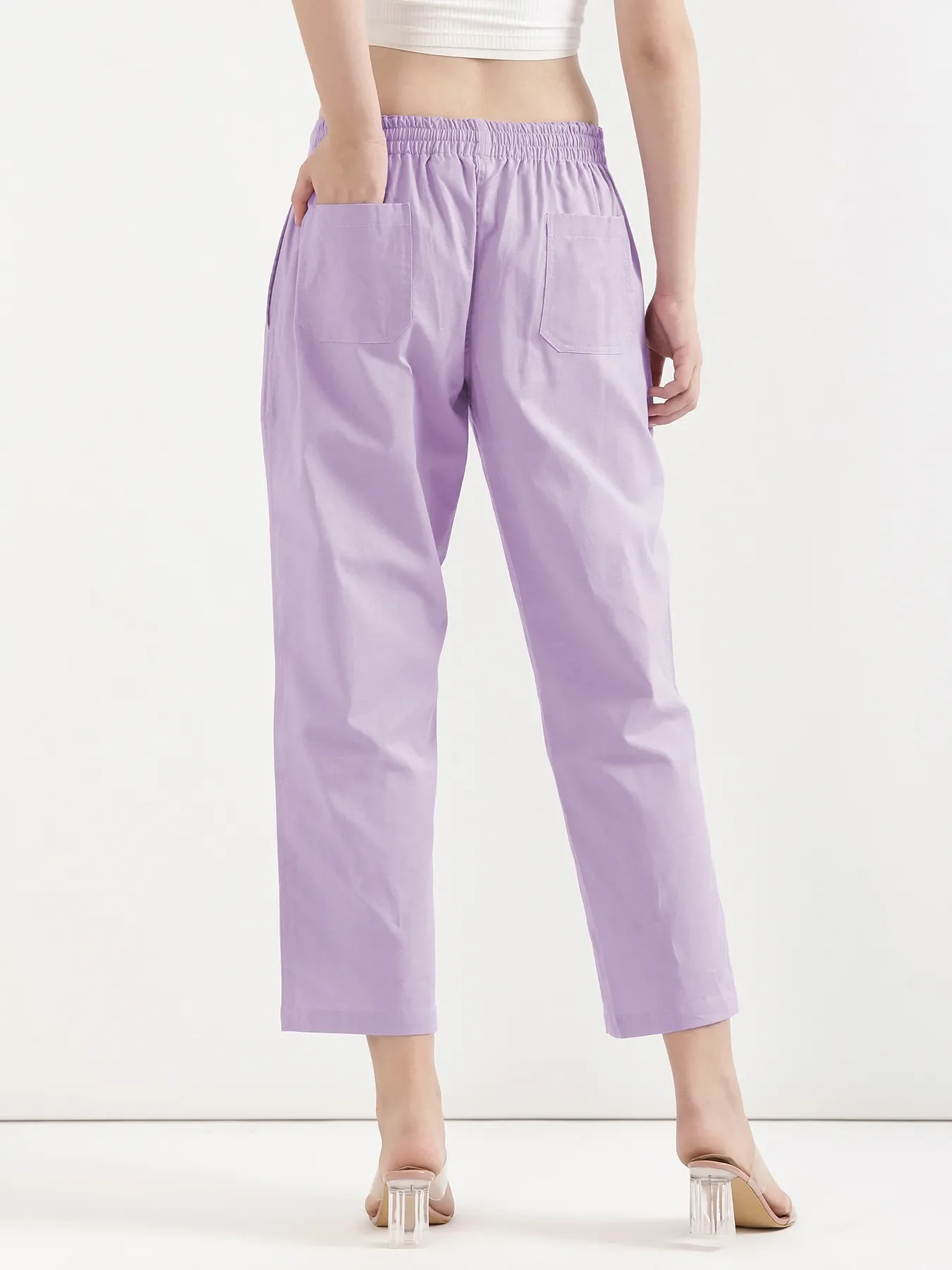 Women Lilac Airy Linen Straight Pants - Image 11