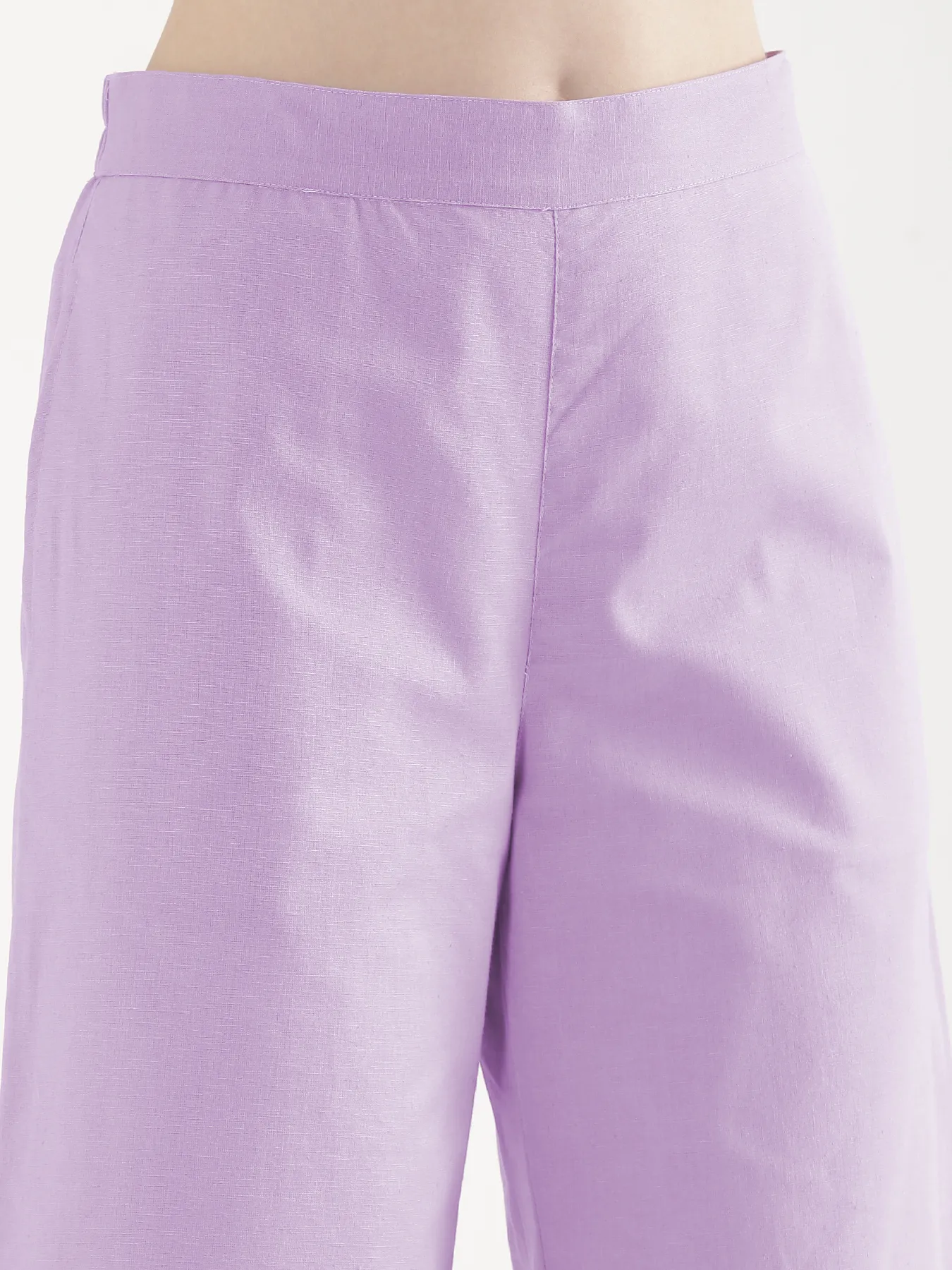 Women Lilac Airy Linen Wide Leg Pant - Image 5