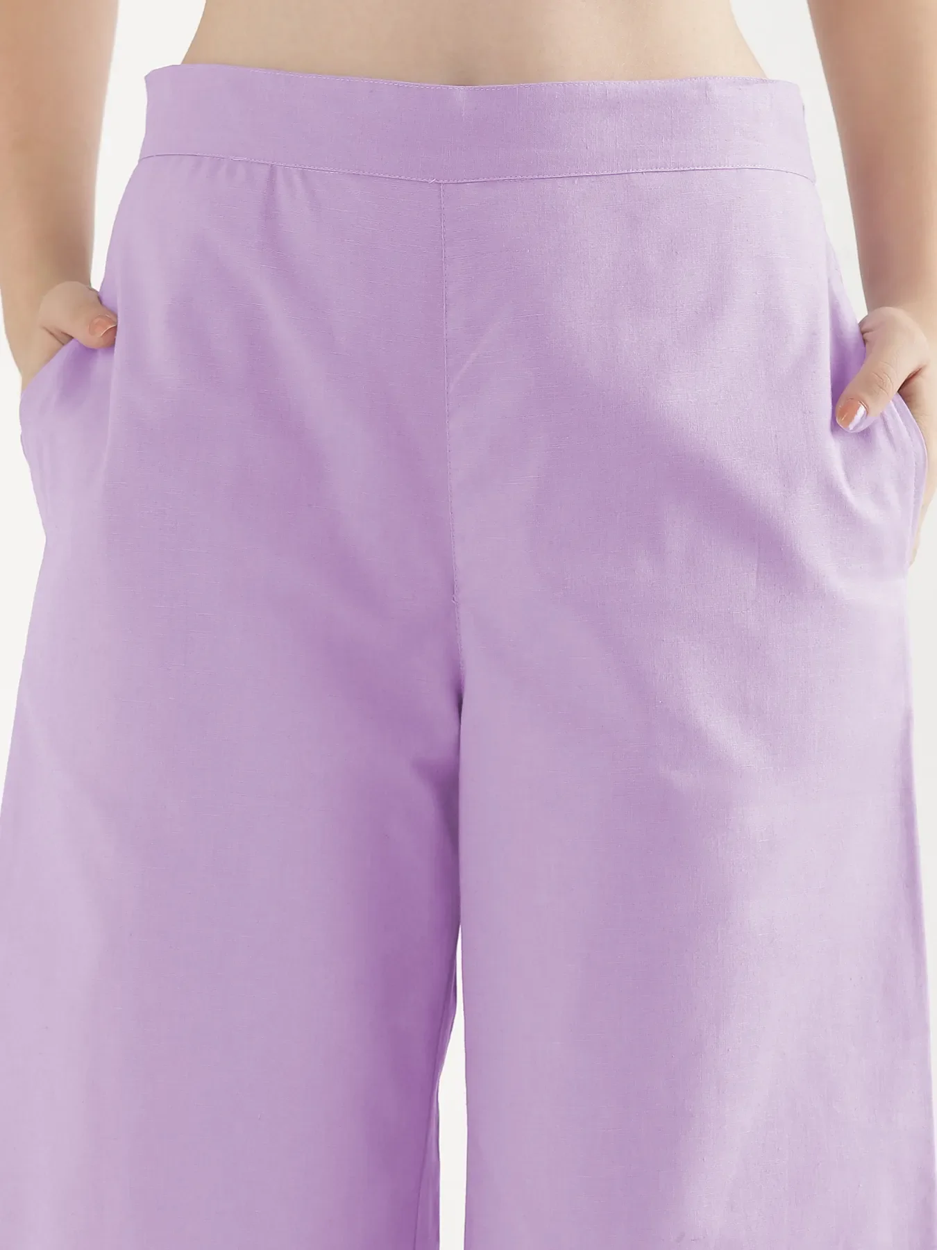 Women Lilac Airy Linen Wide Leg Pant - Image 6