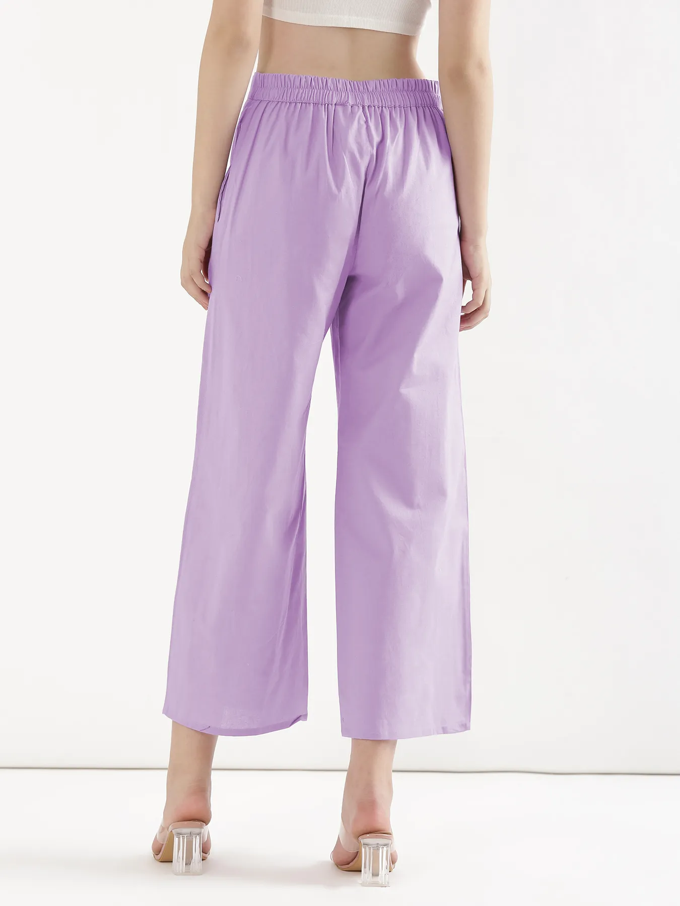 Women Lilac Airy Linen Wide Leg Pant - Image 9