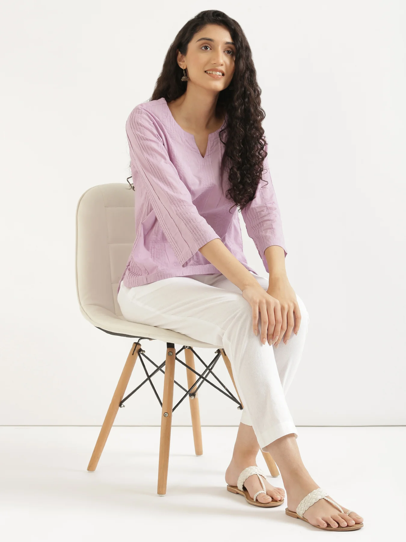 Women Lilac Everyday Cotton Top - Image 6