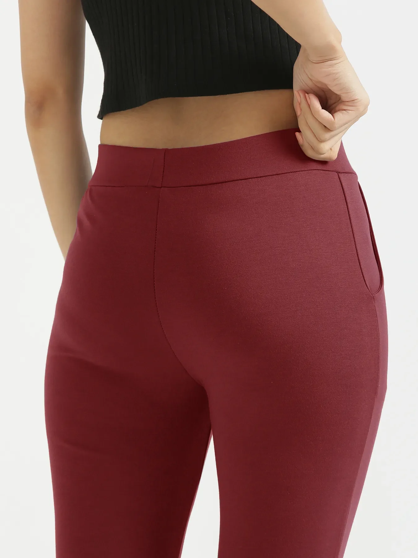 Women Maroon 4-Way Stretchable Pants - Image 7