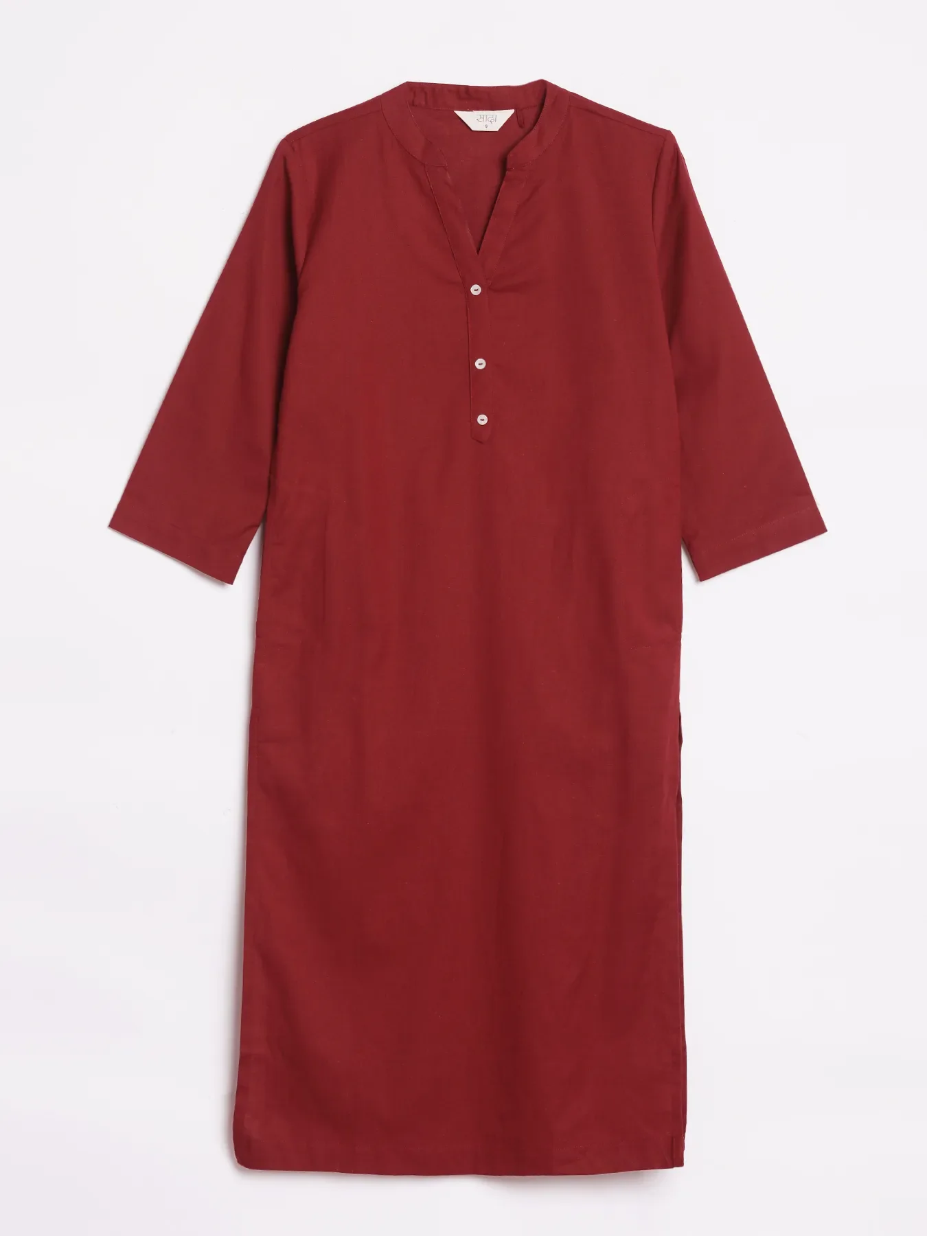 Women Maroon Airy Linen Long Kurta - Image 13