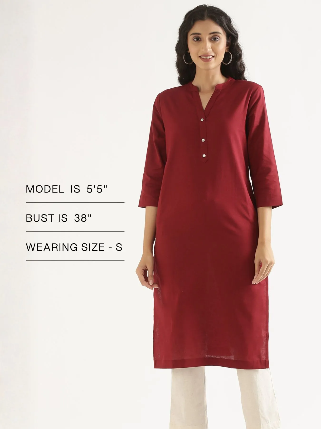 Women Maroon Airy Linen Long Kurta - Image 15