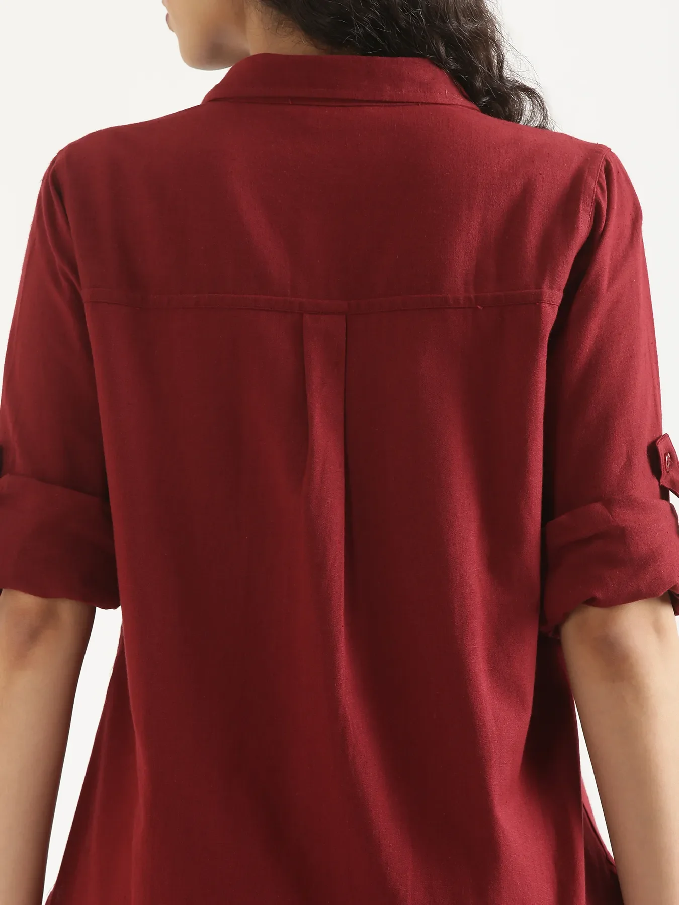 Women Maroon Airy-Linen Shirt - Image 7