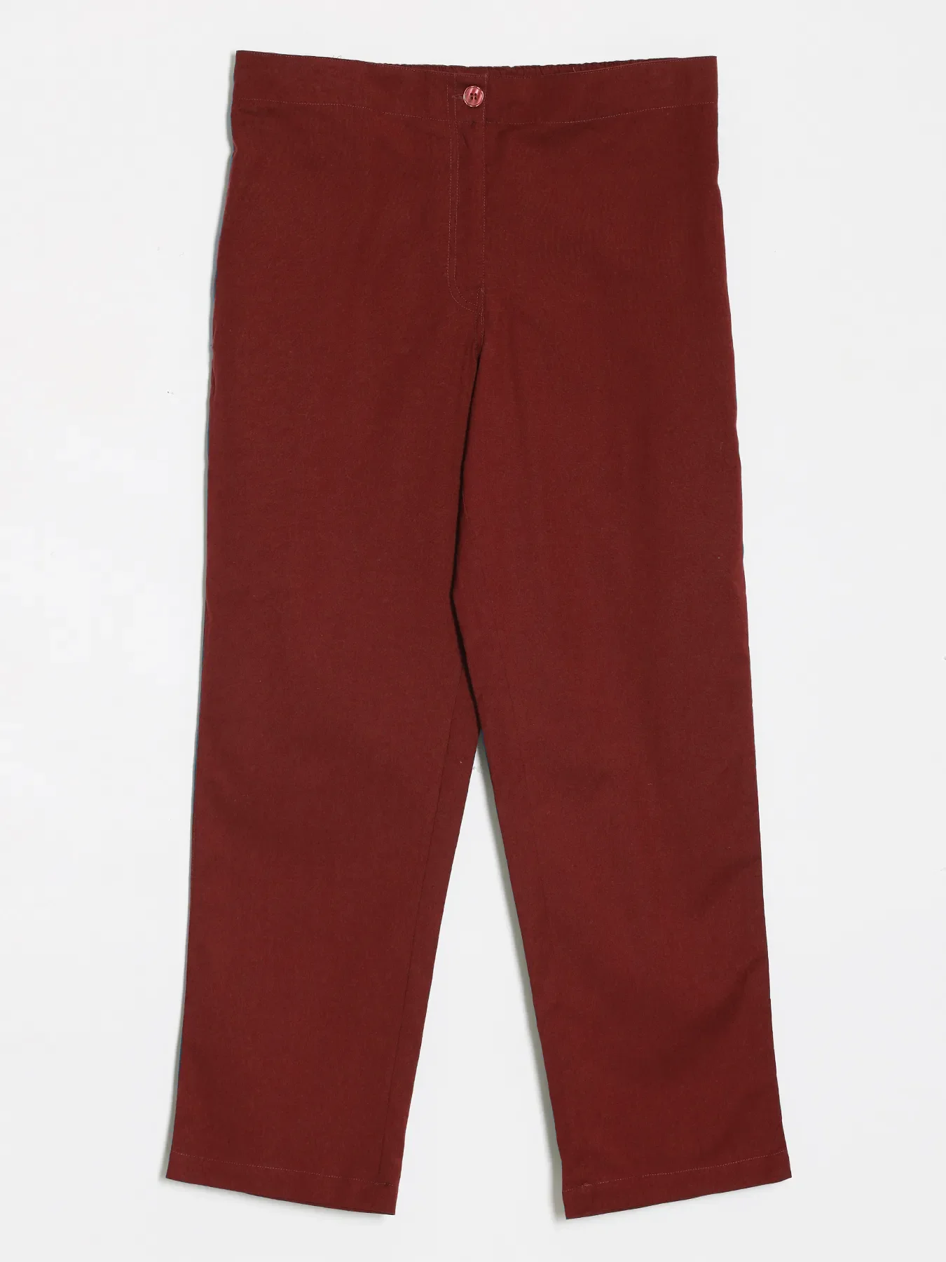 Women Maroon Airy Linen Straight Pants - Image 13
