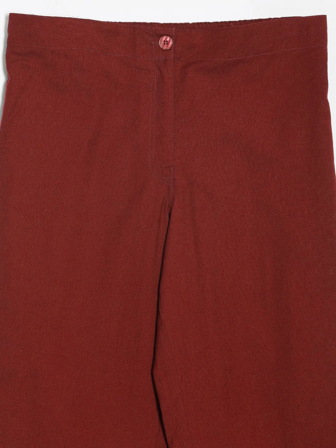 Women Maroon Airy Linen Straight Pants - Image 14
