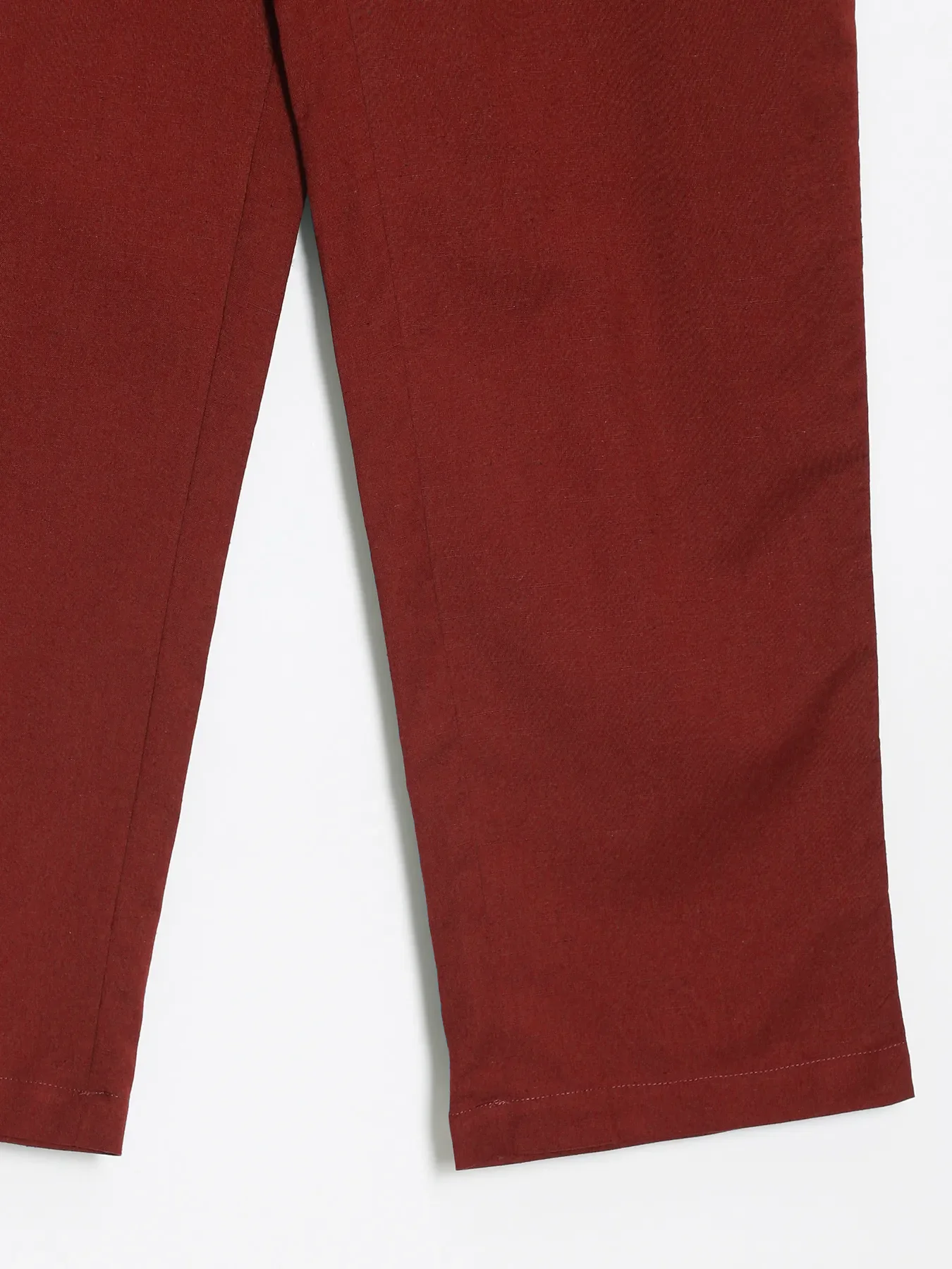 Women Maroon Airy Linen Straight Pants - Image 15