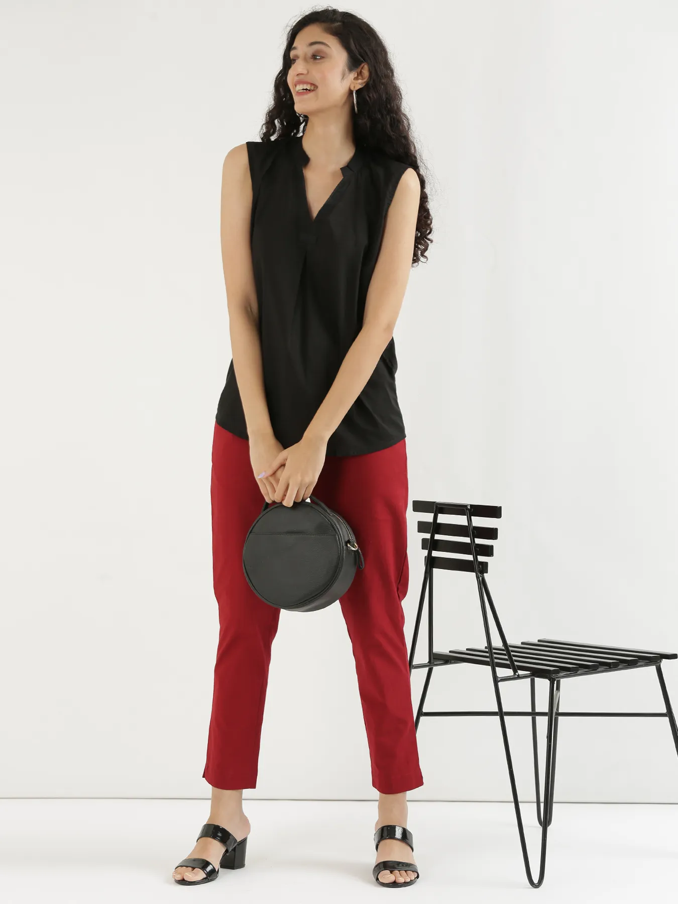 Women Maroon Cotton Pant - Image 12