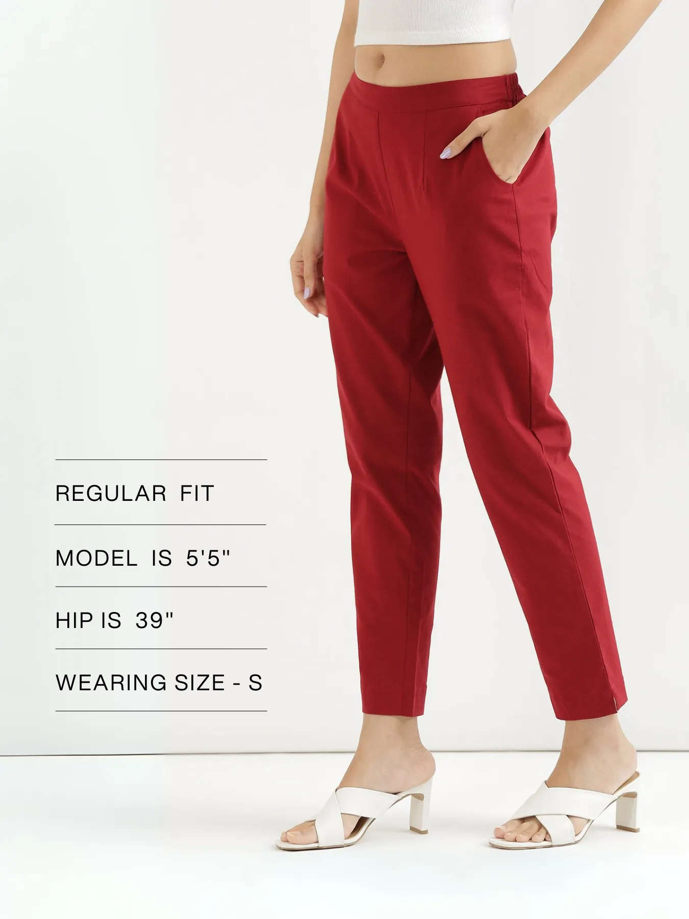 Women Maroon Cotton Pant - Image 14