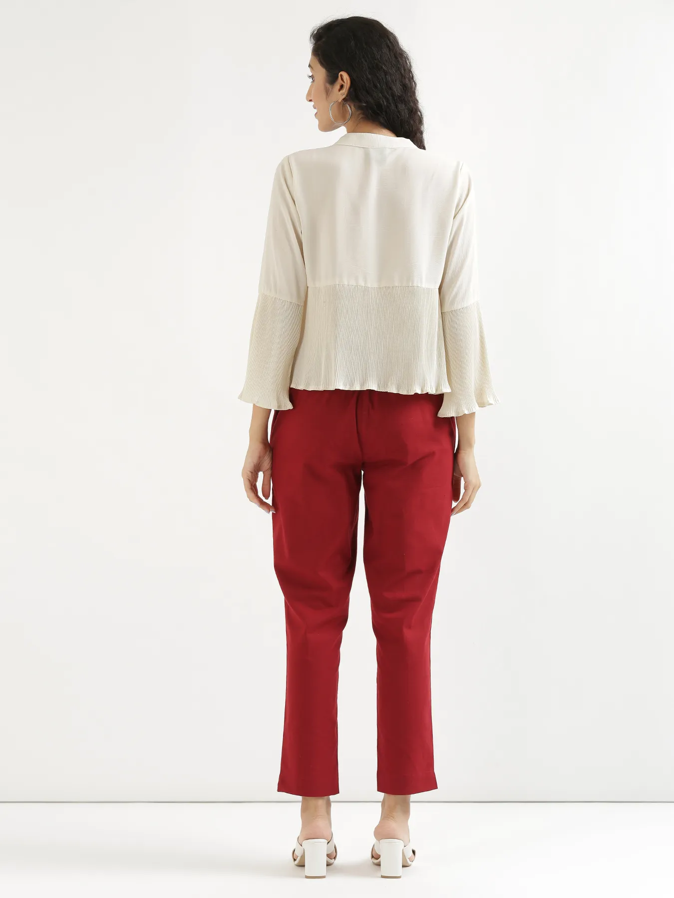 Women Maroon Cotton Pant - Image 9