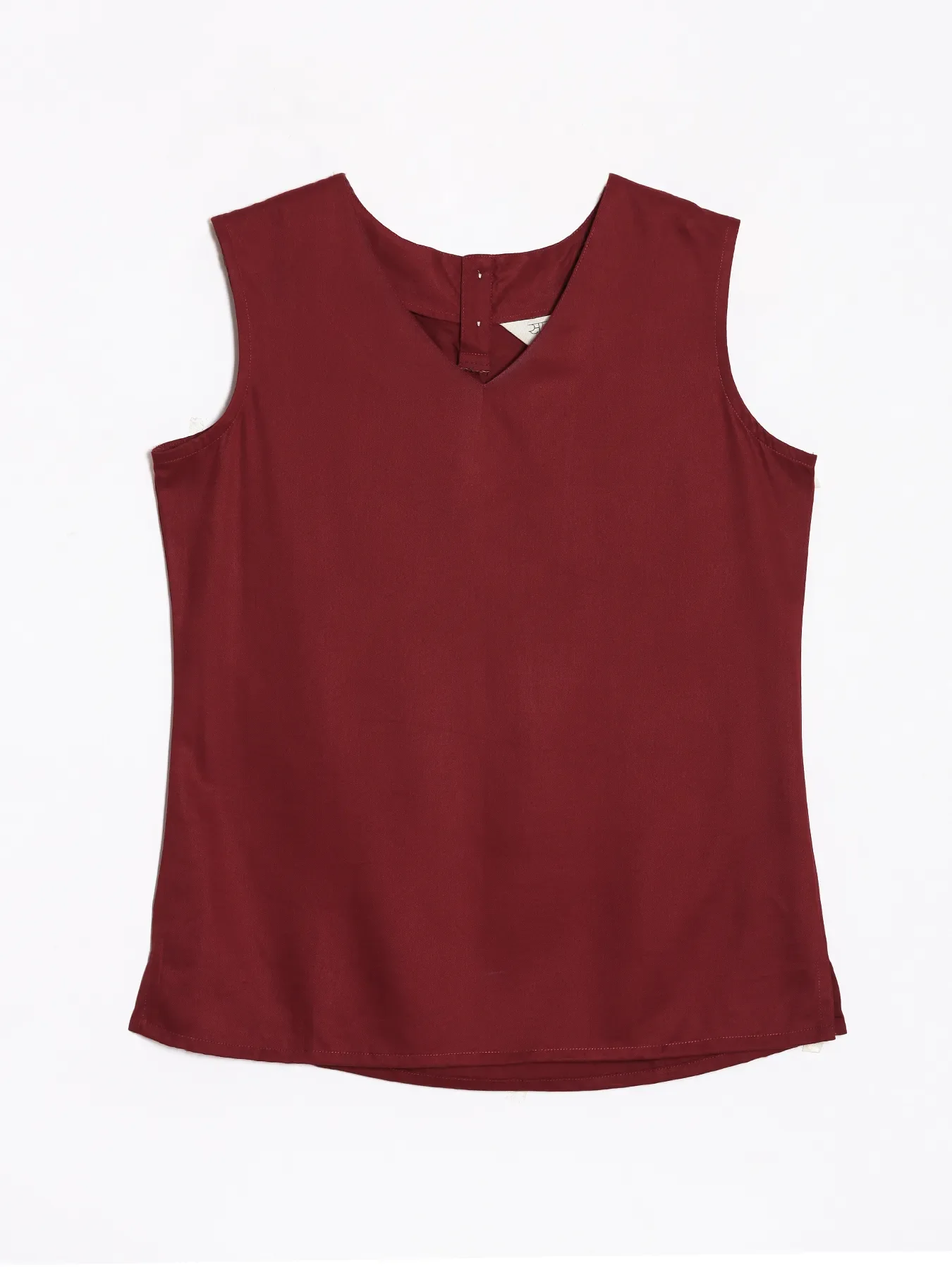 Women Maroon V-Neck Sleeveless Top - Image 12