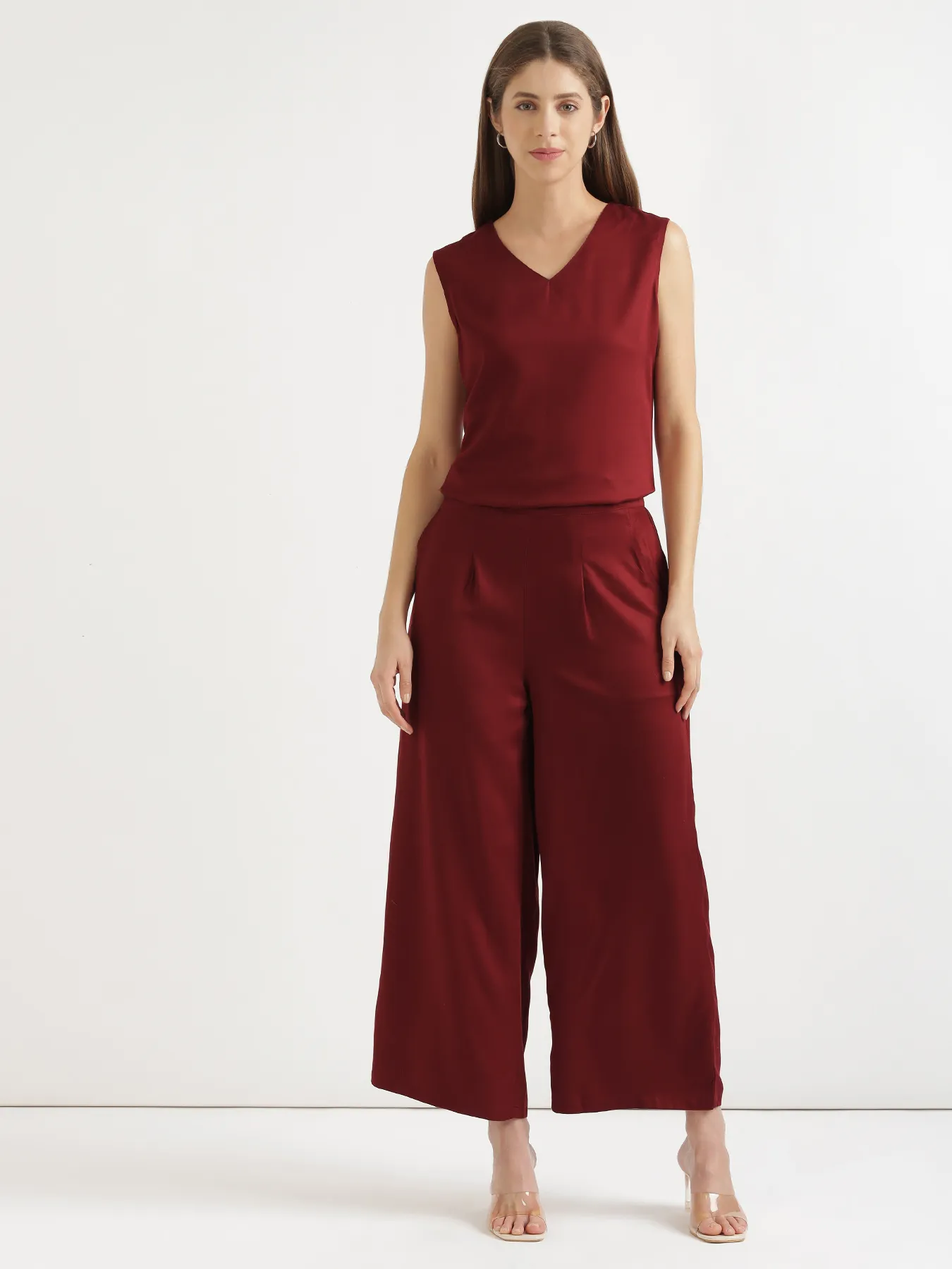 Women Maroon Viscose Palazzo Pant - Image 10