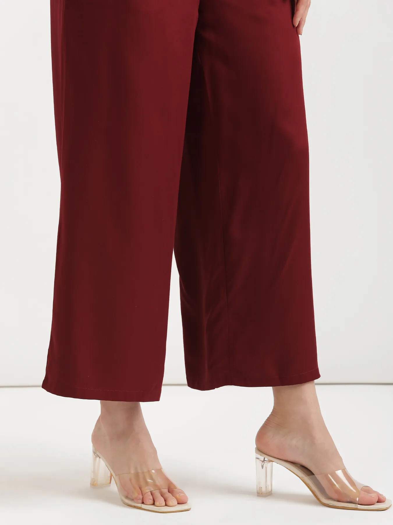 Women Maroon Viscose Palazzo Pant - Image 11