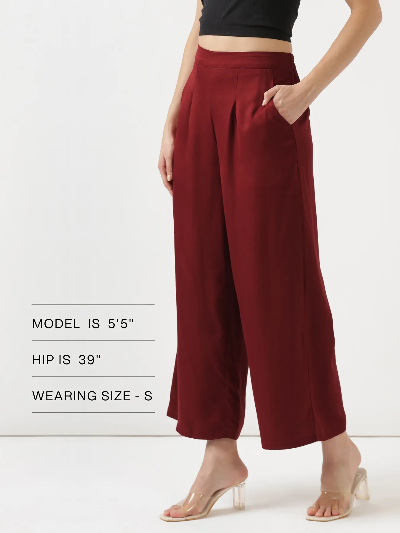 Women Maroon Viscose Palazzo Pant - Image 13