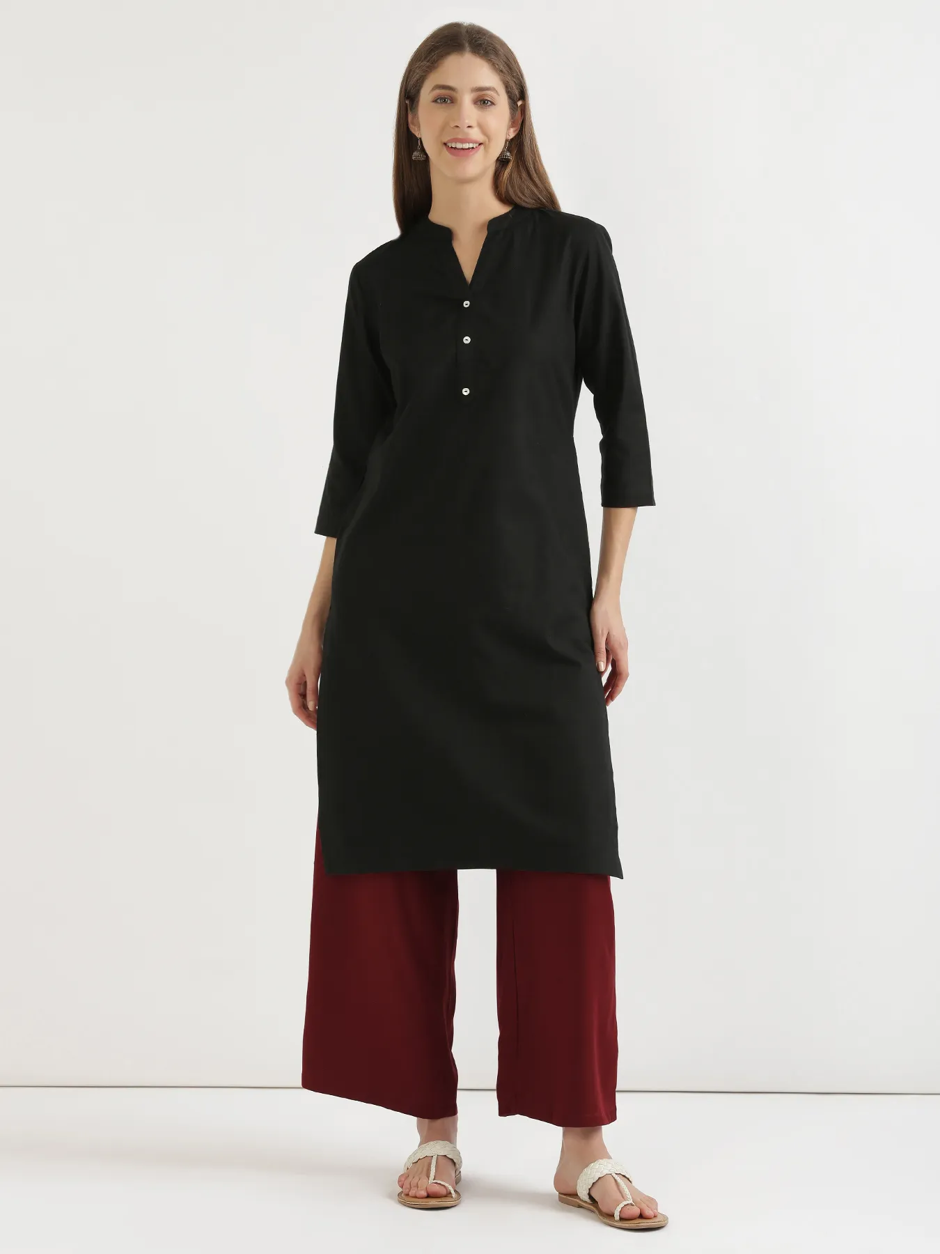 Women Maroon Viscose Palazzo Pant - Image 2