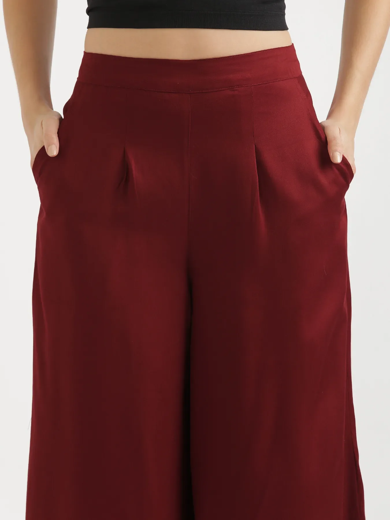 Women Maroon Viscose Palazzo Pant - Image 4
