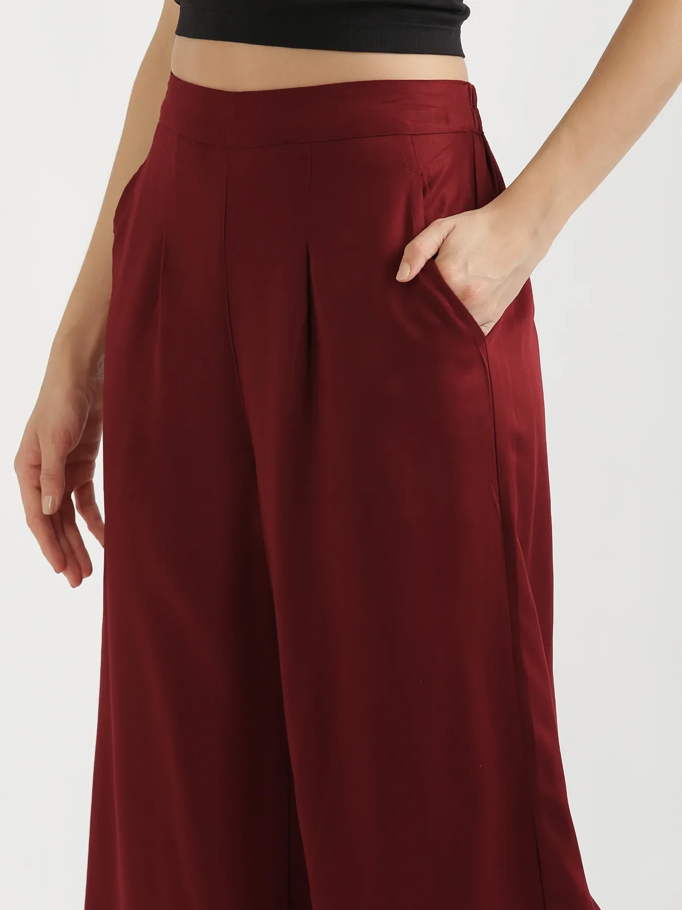 Women Maroon Viscose Palazzo Pant - Image 5