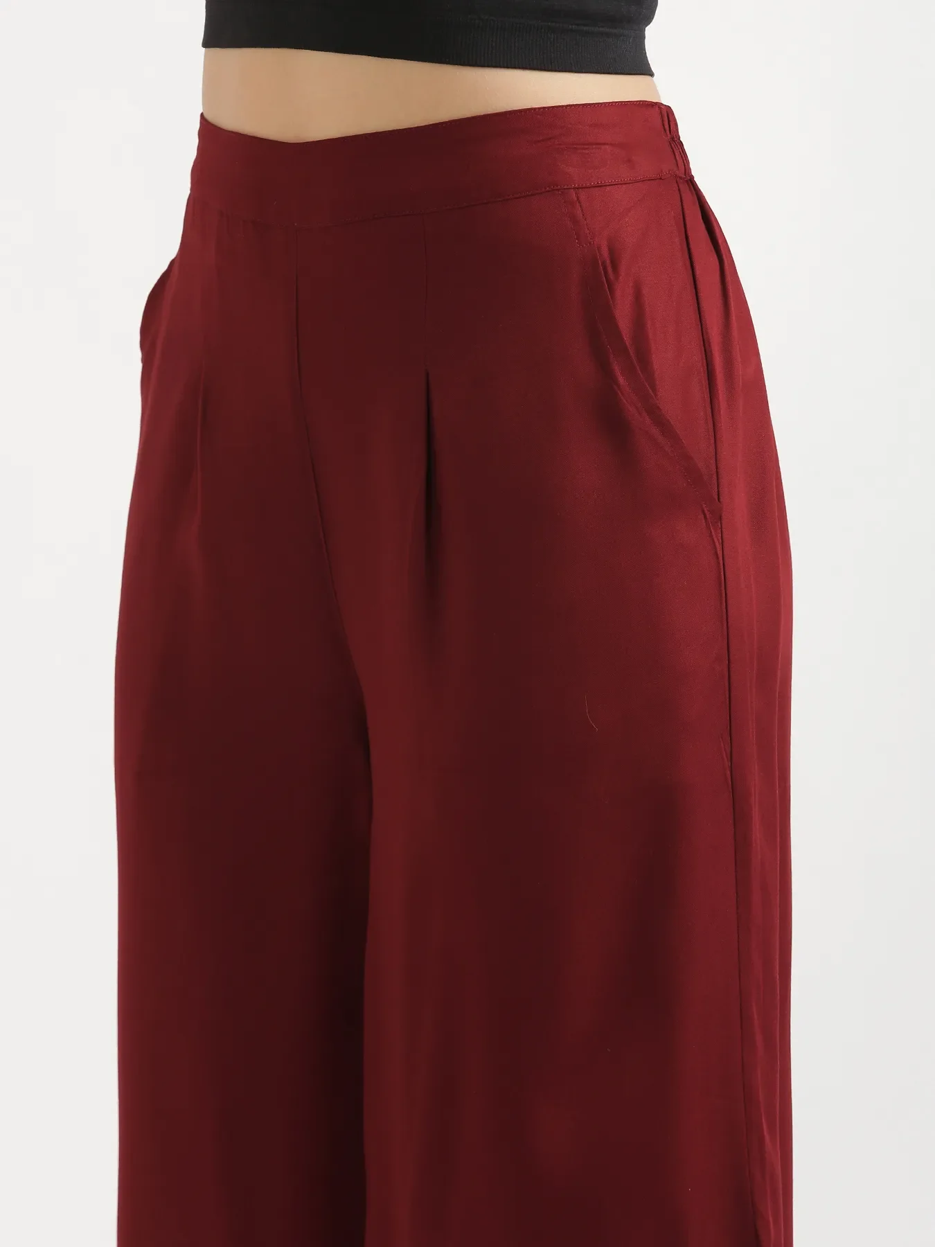 Women Maroon Viscose Palazzo Pant - Image 6
