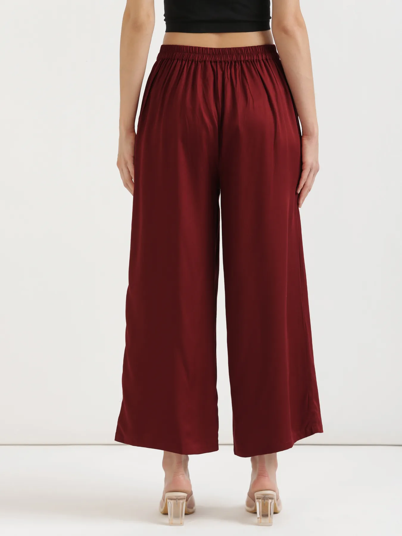 Women Maroon Viscose Palazzo Pant - Image 8