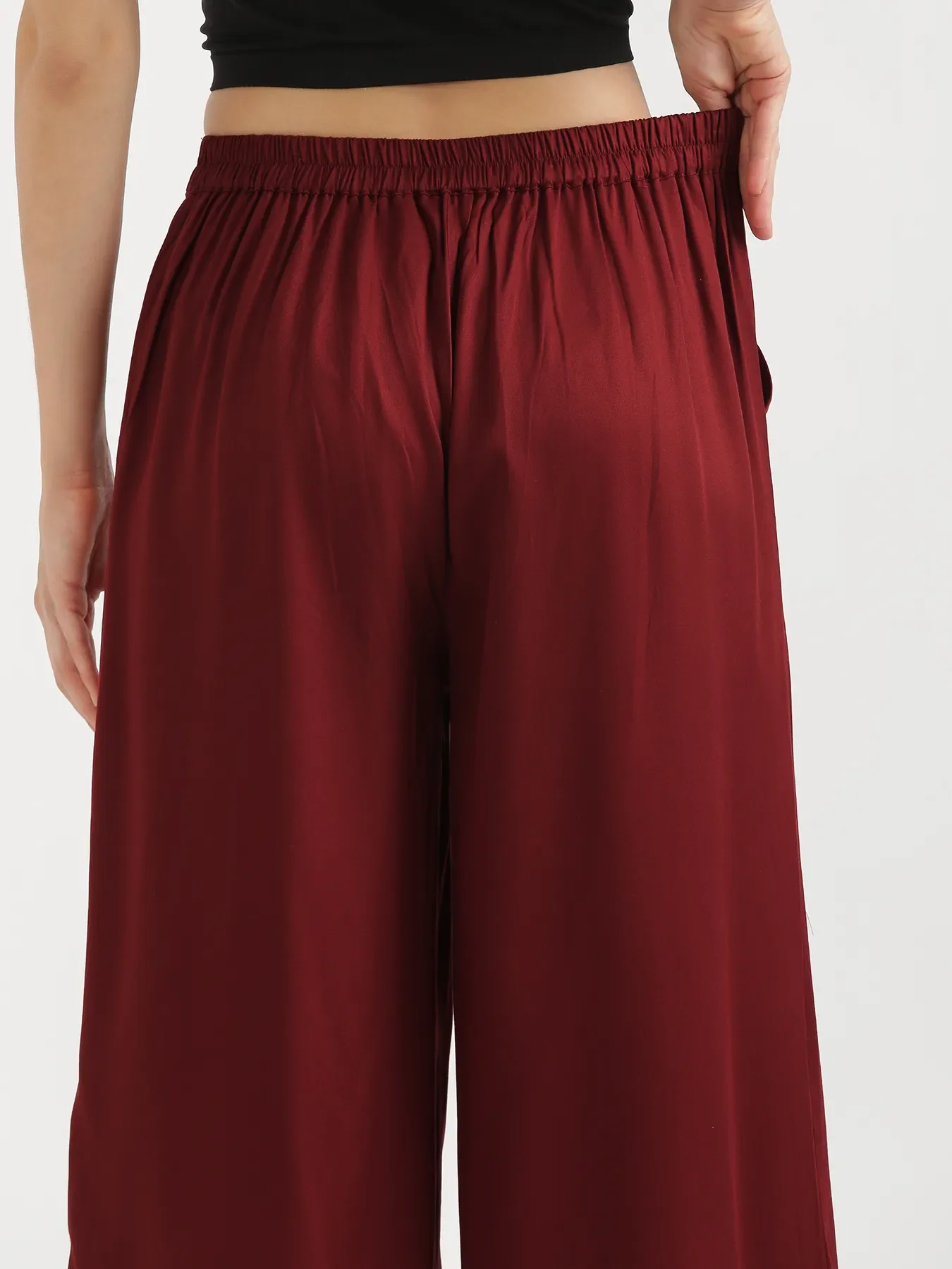 Women Maroon Viscose Palazzo Pant - Image 9