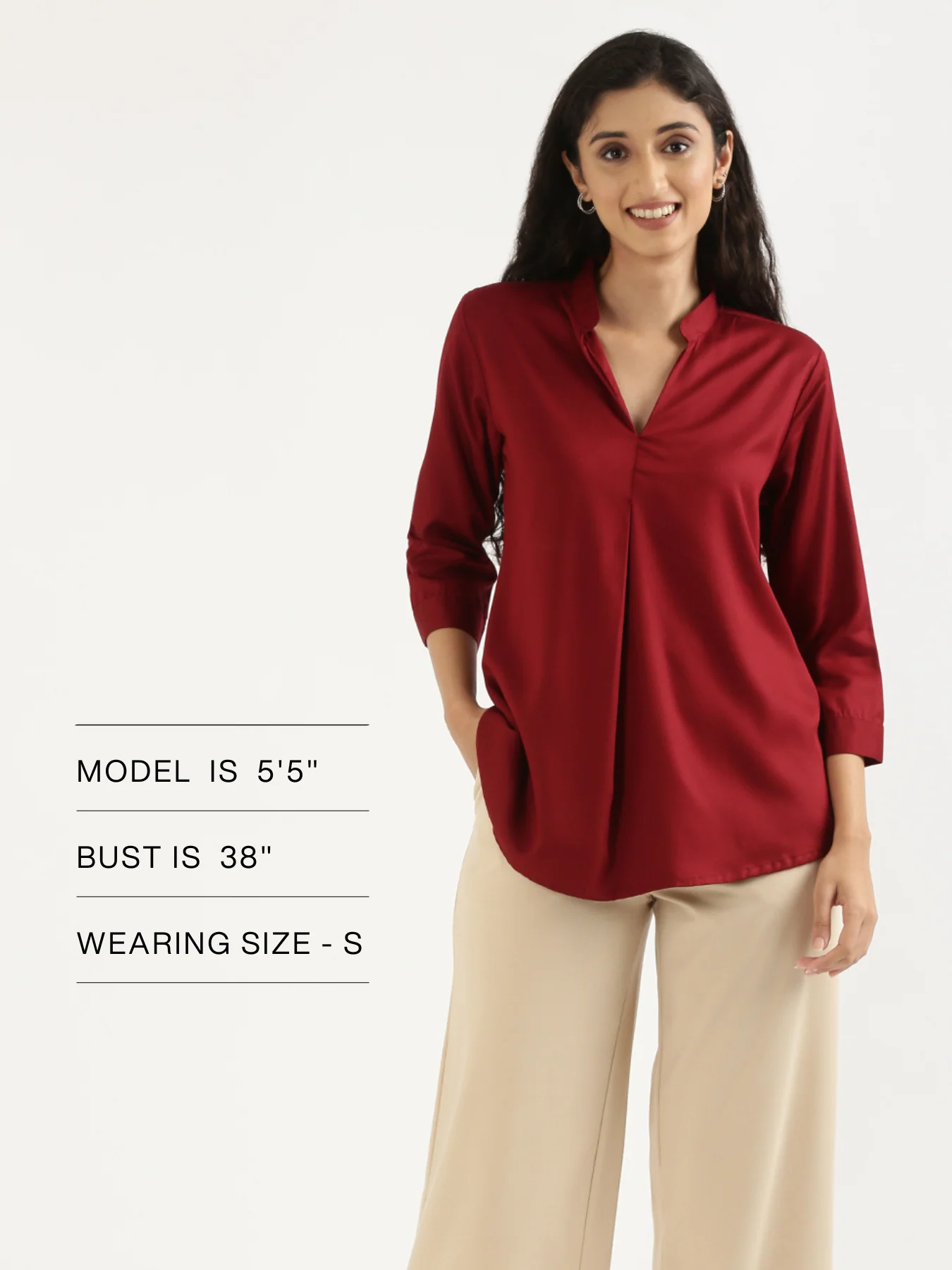 Women Maroon Viscose Pleated Top - Image 13