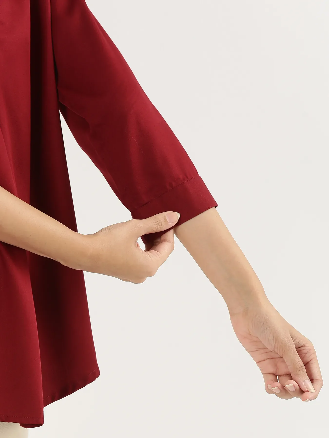 Women Maroon Viscose Pleated Top - Image 6