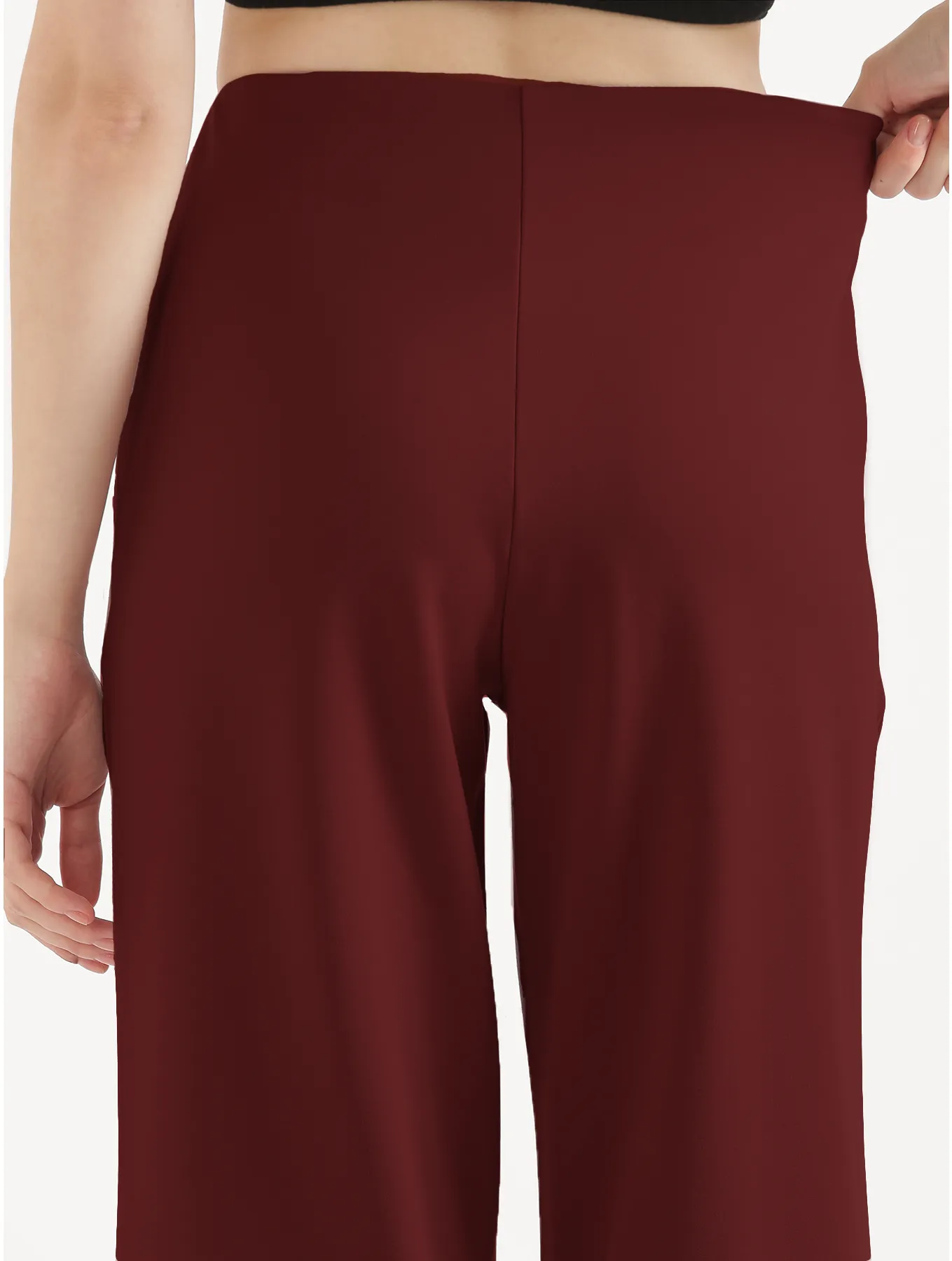 Women Maroon Wide Leg Pants - Image 6