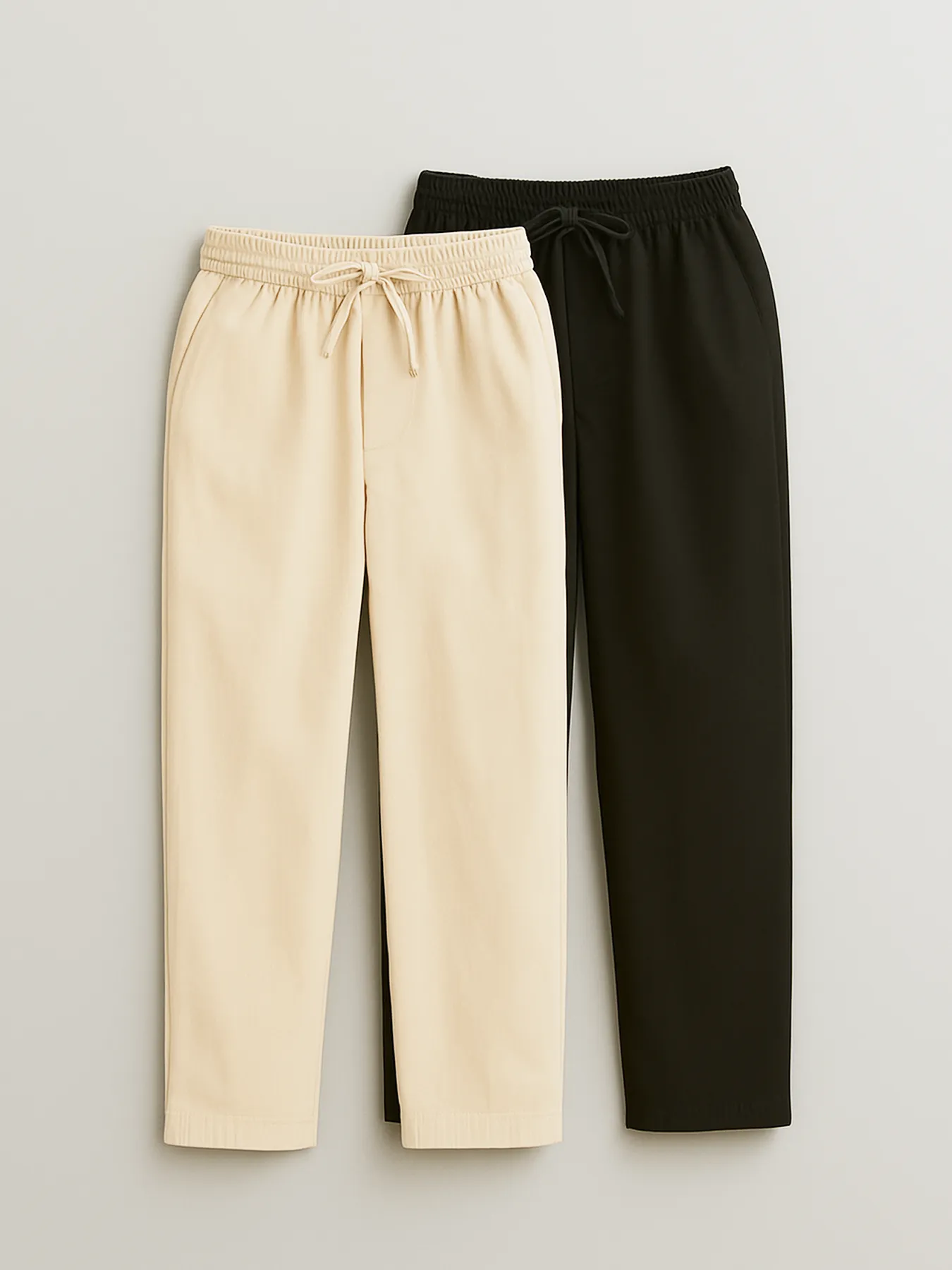 Men Beige & Black Cotton Pant