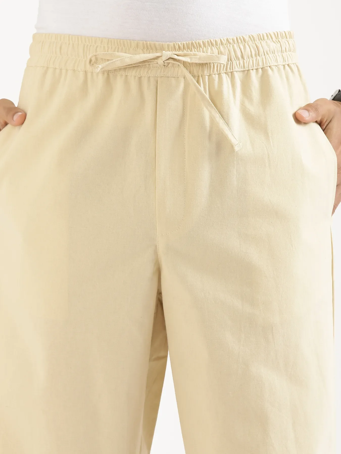 Men Beige Cotton Pant - Image 10