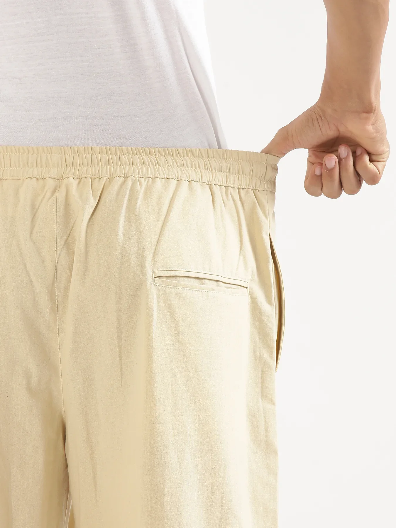 Men Beige Cotton Pant - Image 11