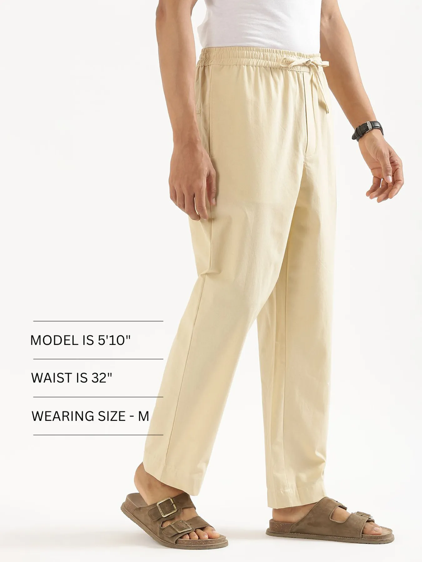 Men Beige Cotton Pant - Image 12