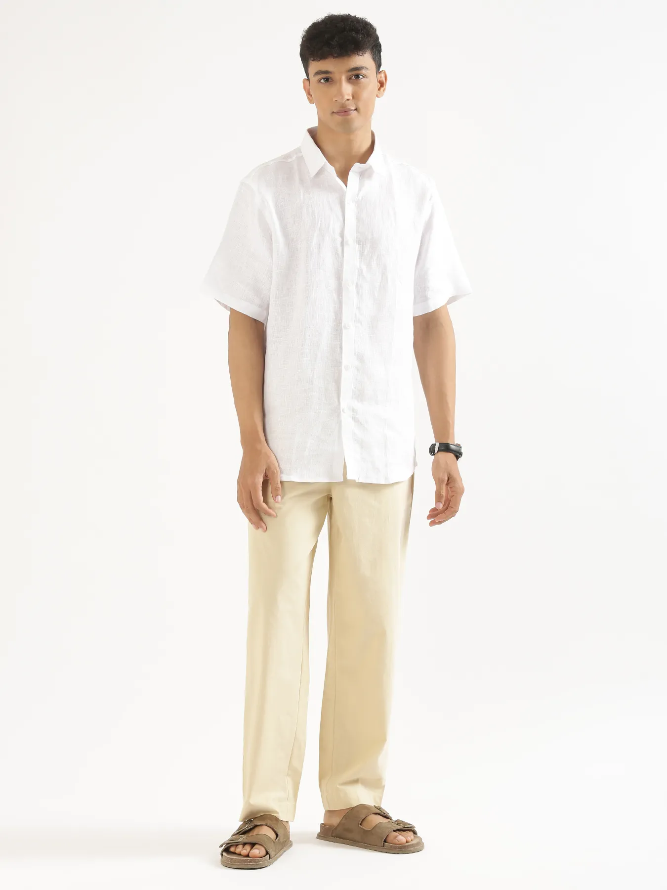 Men Beige Cotton Pant - Image 5