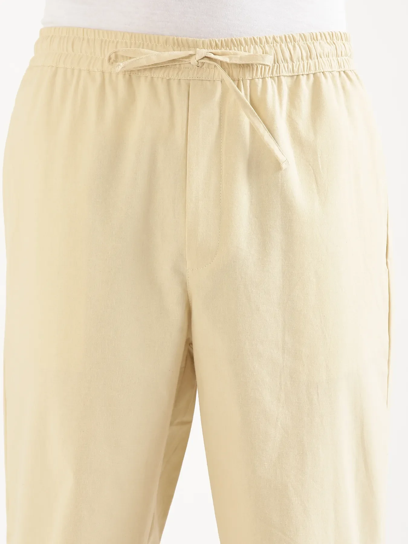 Men Beige Cotton Pant - Image 7