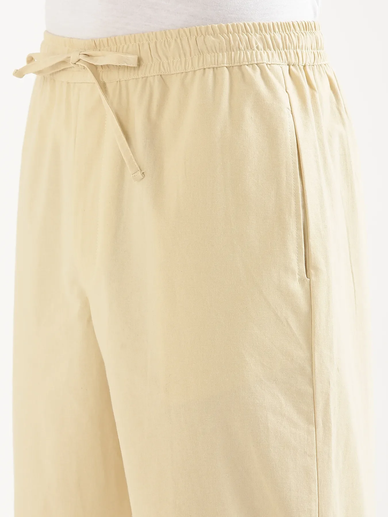 Men Beige Cotton Pant - Image 8