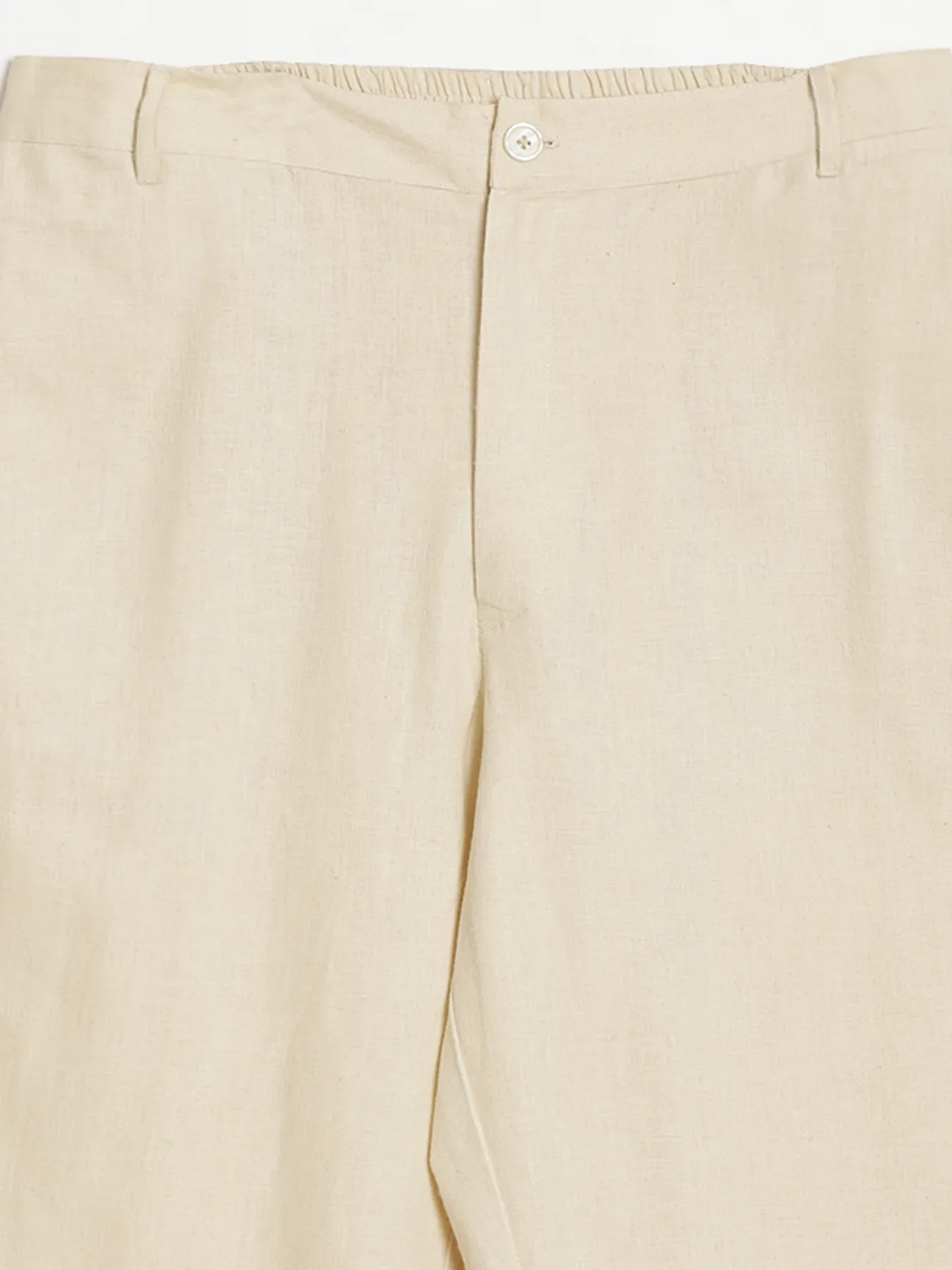 Men Beige Linen Blend Straight Pant - Image 10