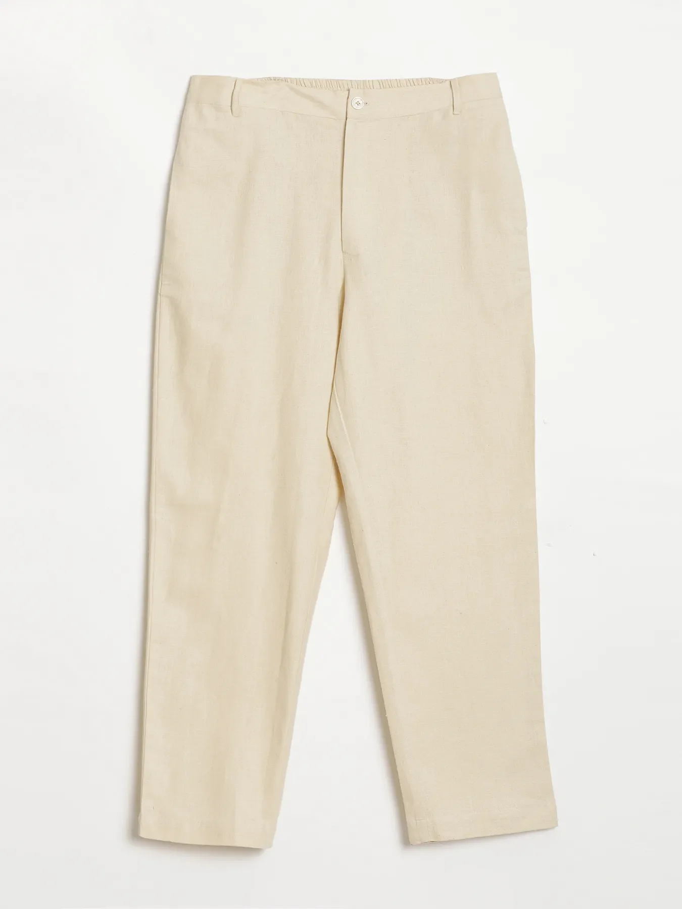 Men Beige Linen Blend Straight Pant - Image 11