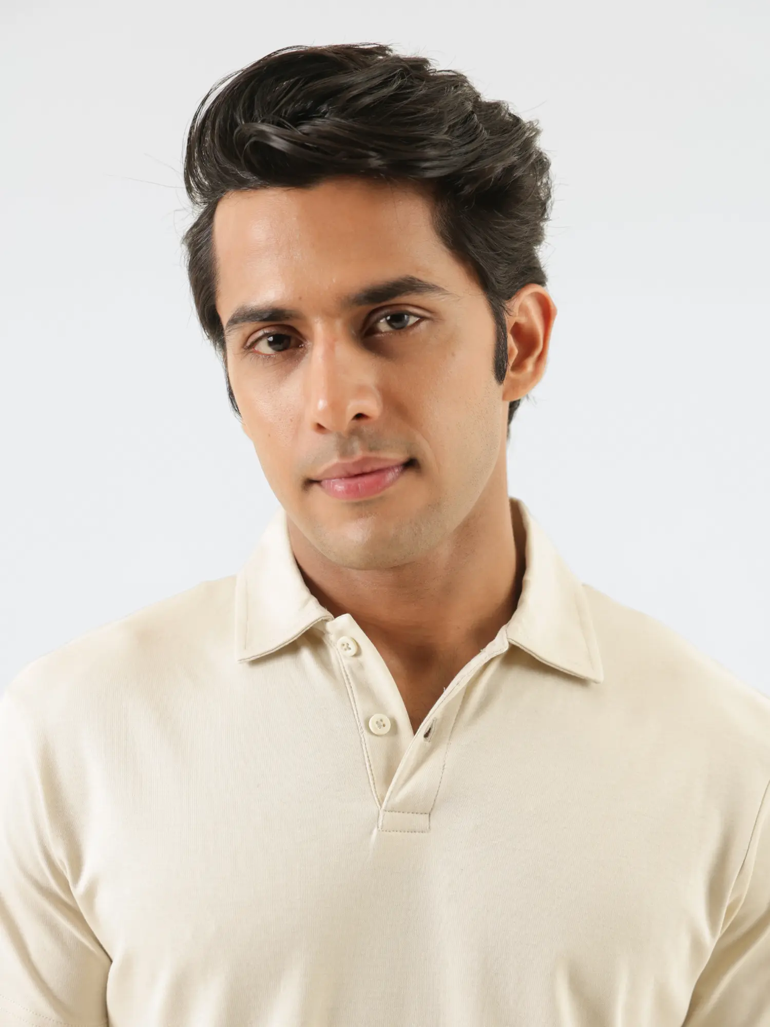 Men Beige Polo T-shirt - Image 4