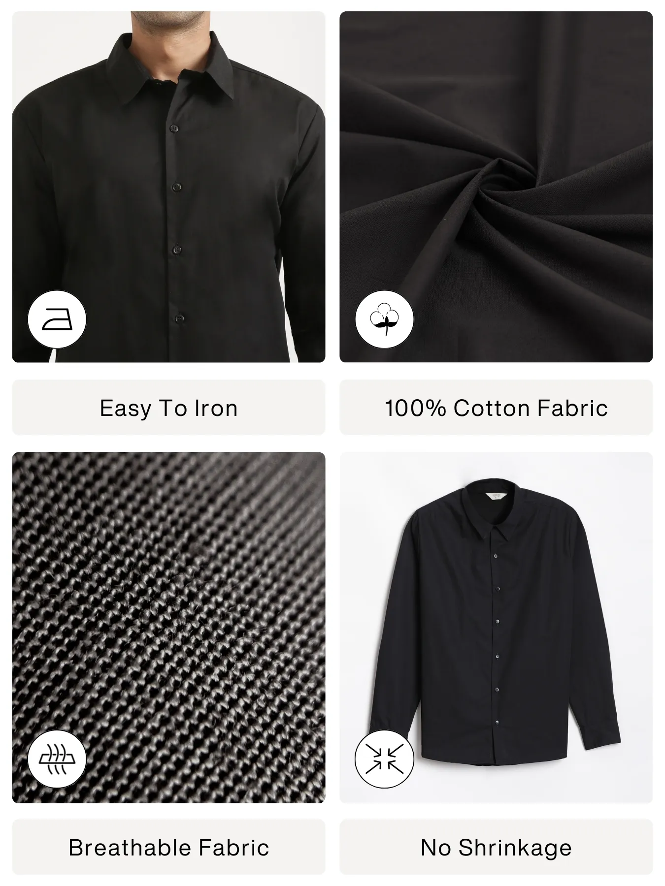 Men Black Better Cotton Full Sleeve Shirt - Image 2