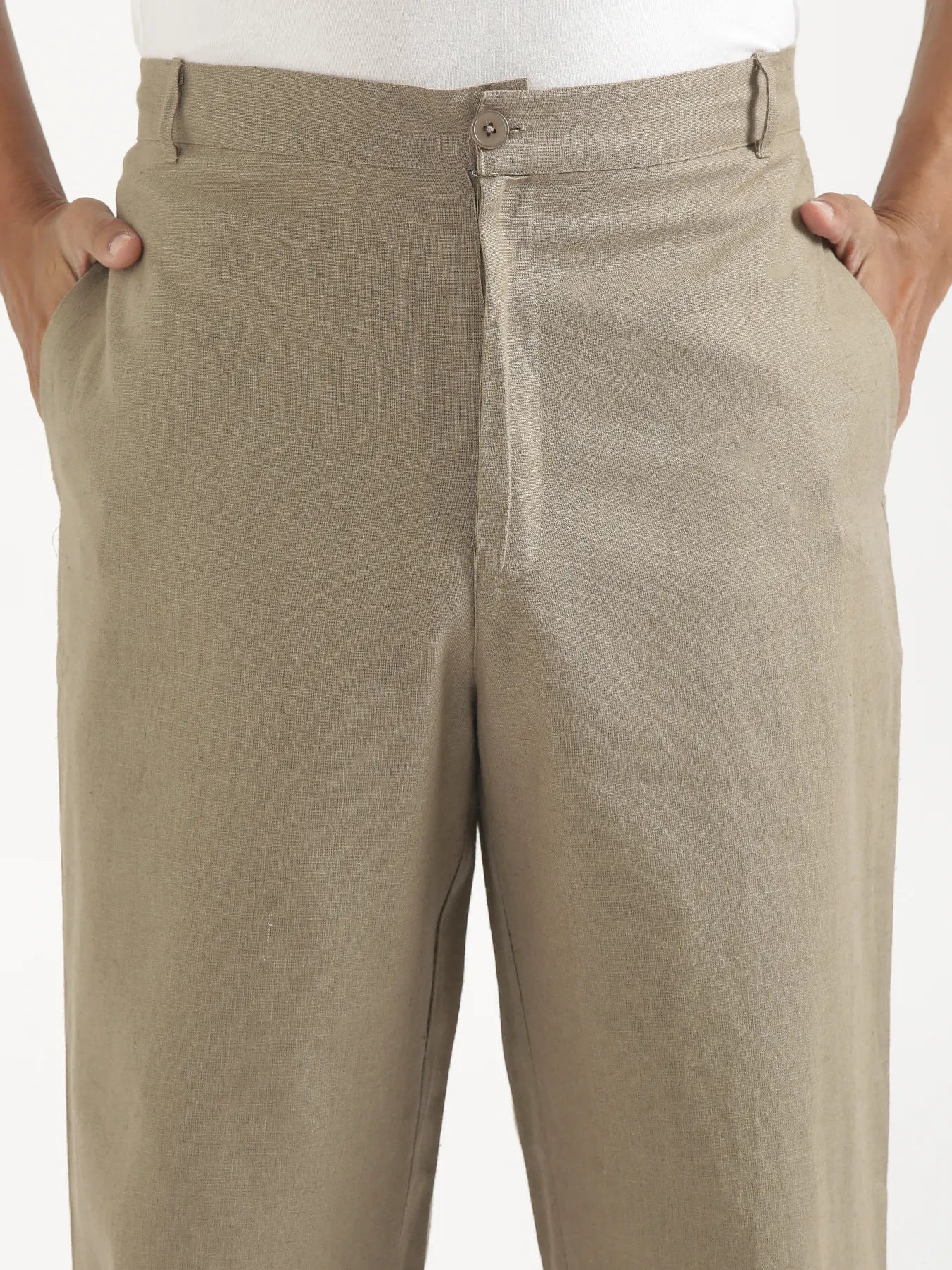 Men Black Better Cotton Full Sleeve Shirt & Khakhi Linen Blend Straight Pant - Image 10