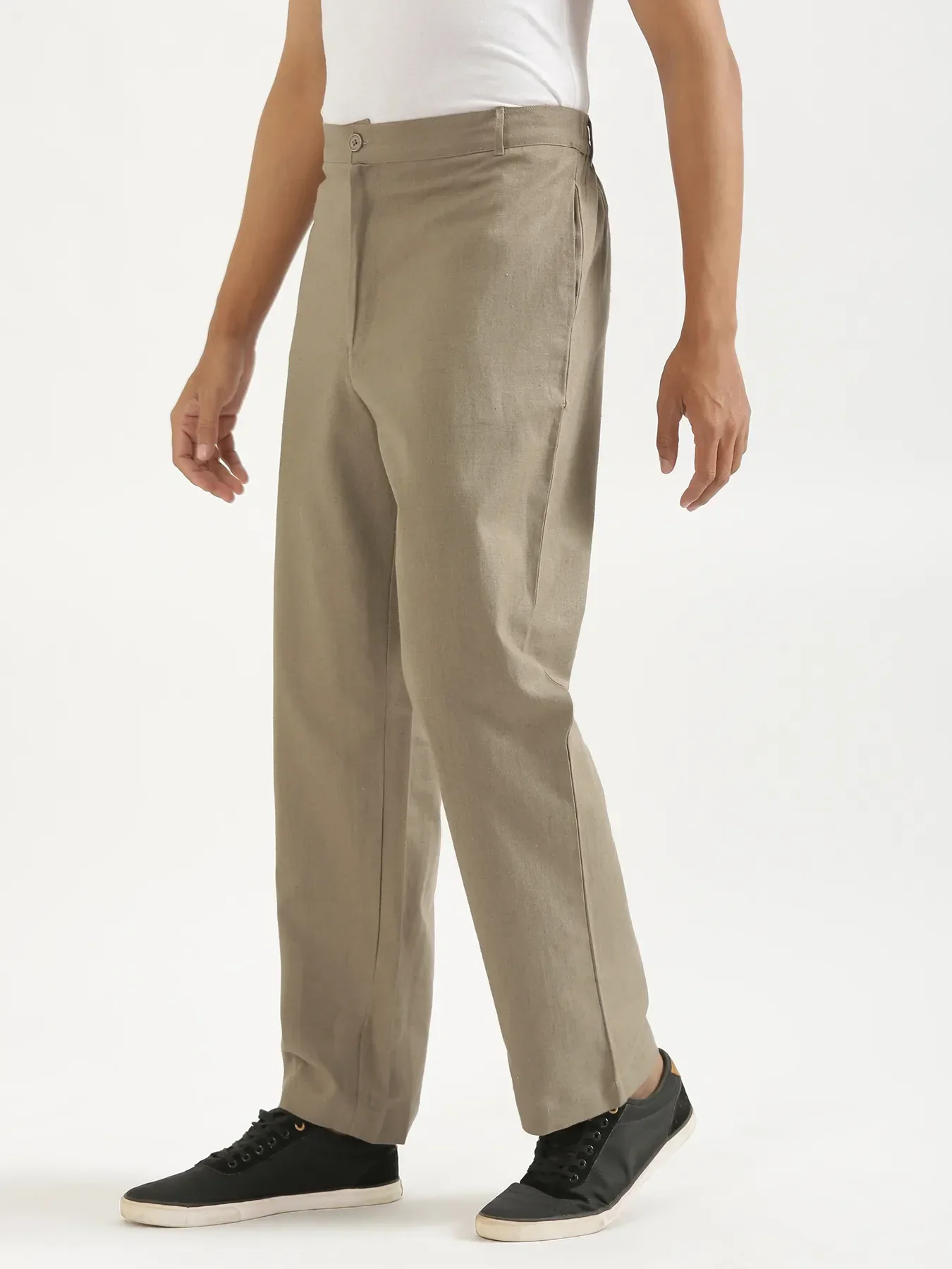 Men Black Better Cotton Full Sleeve Shirt & Khakhi Linen Blend Straight Pant - Image 8