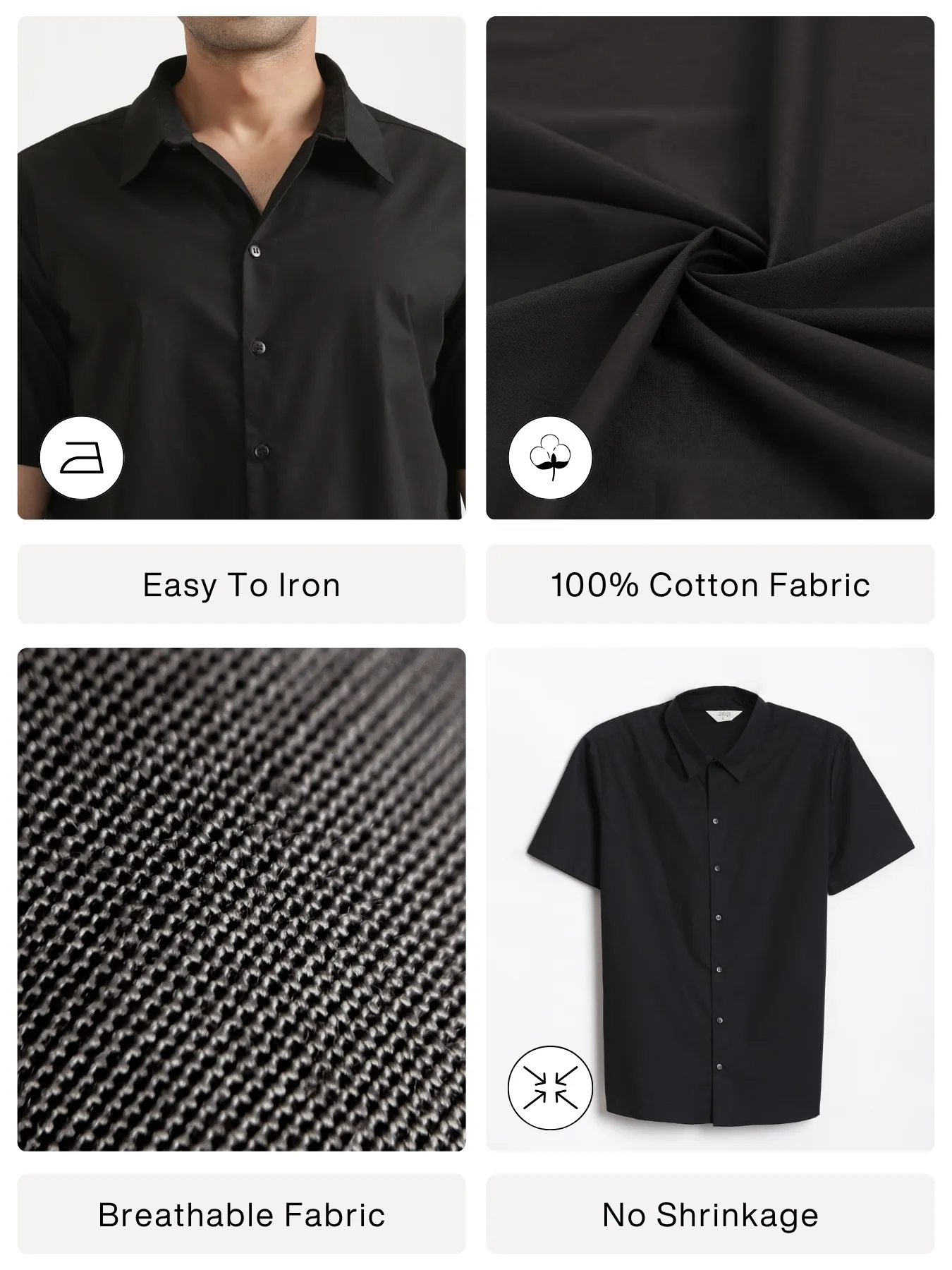 Men Black Better Cotton Short Sleeve Shirt - Image 2