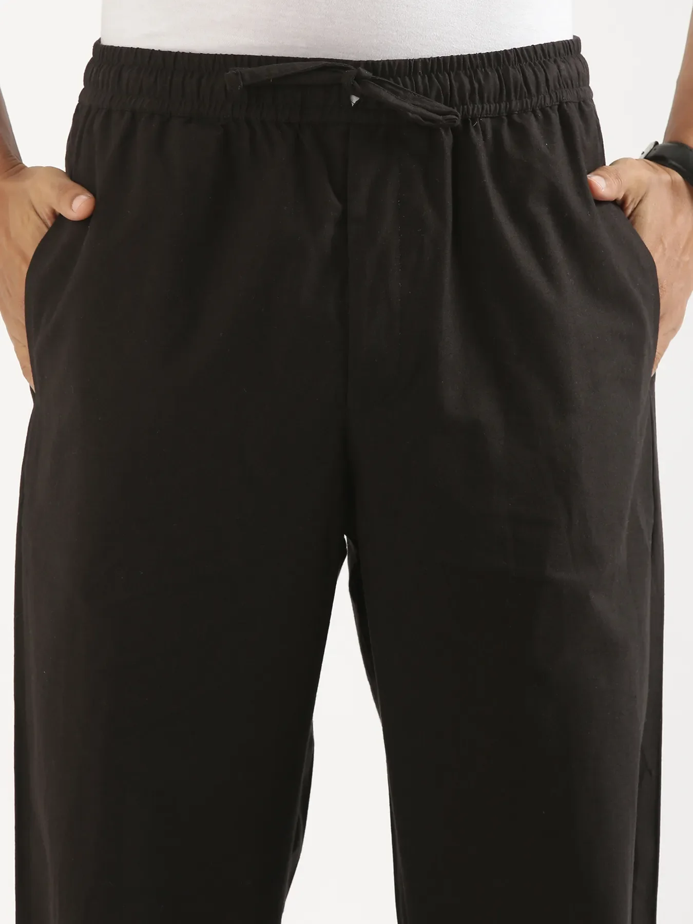 Men Black Cotton Pant - Image 10