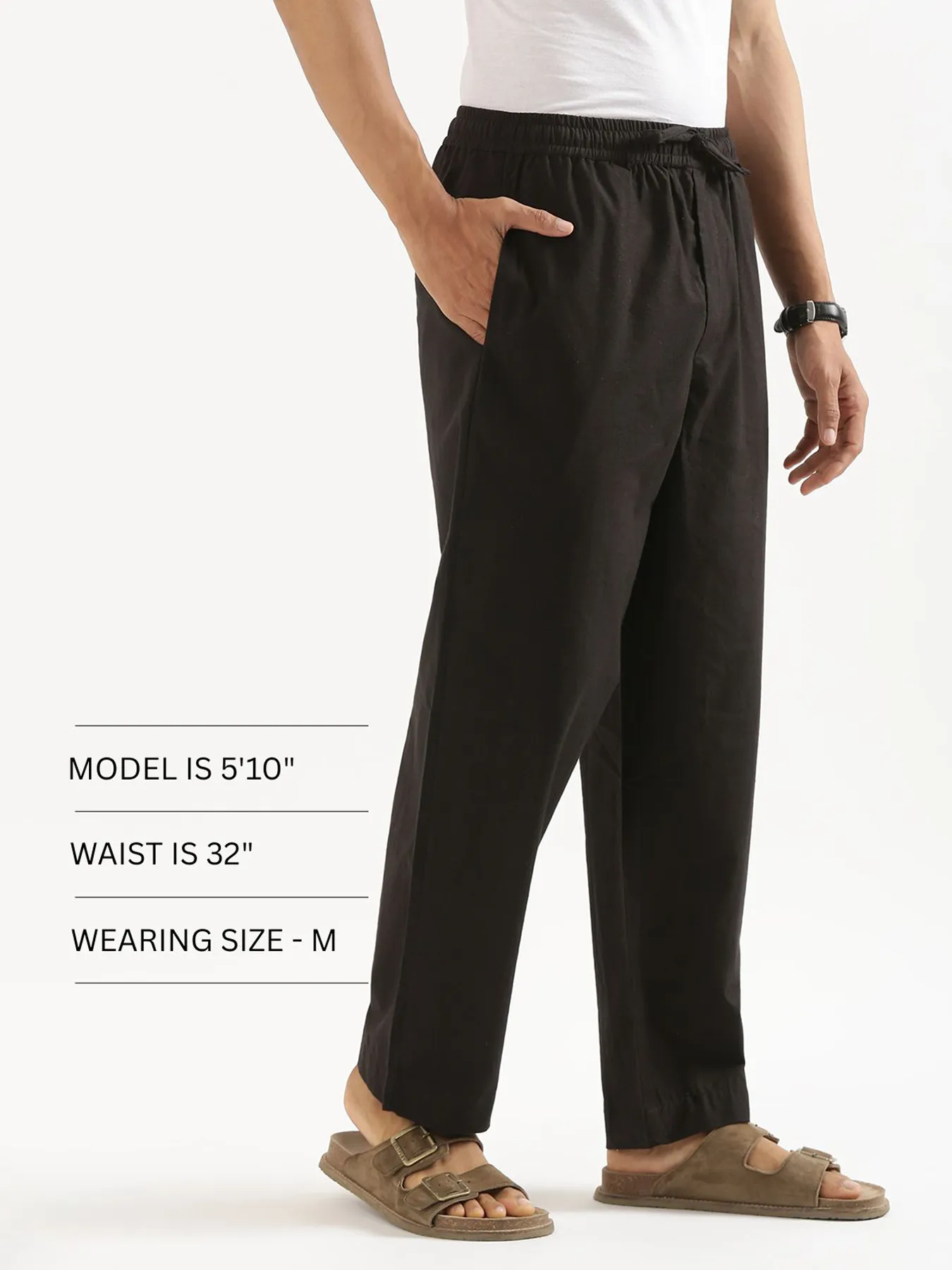 Men Black Cotton Pant - Image 12