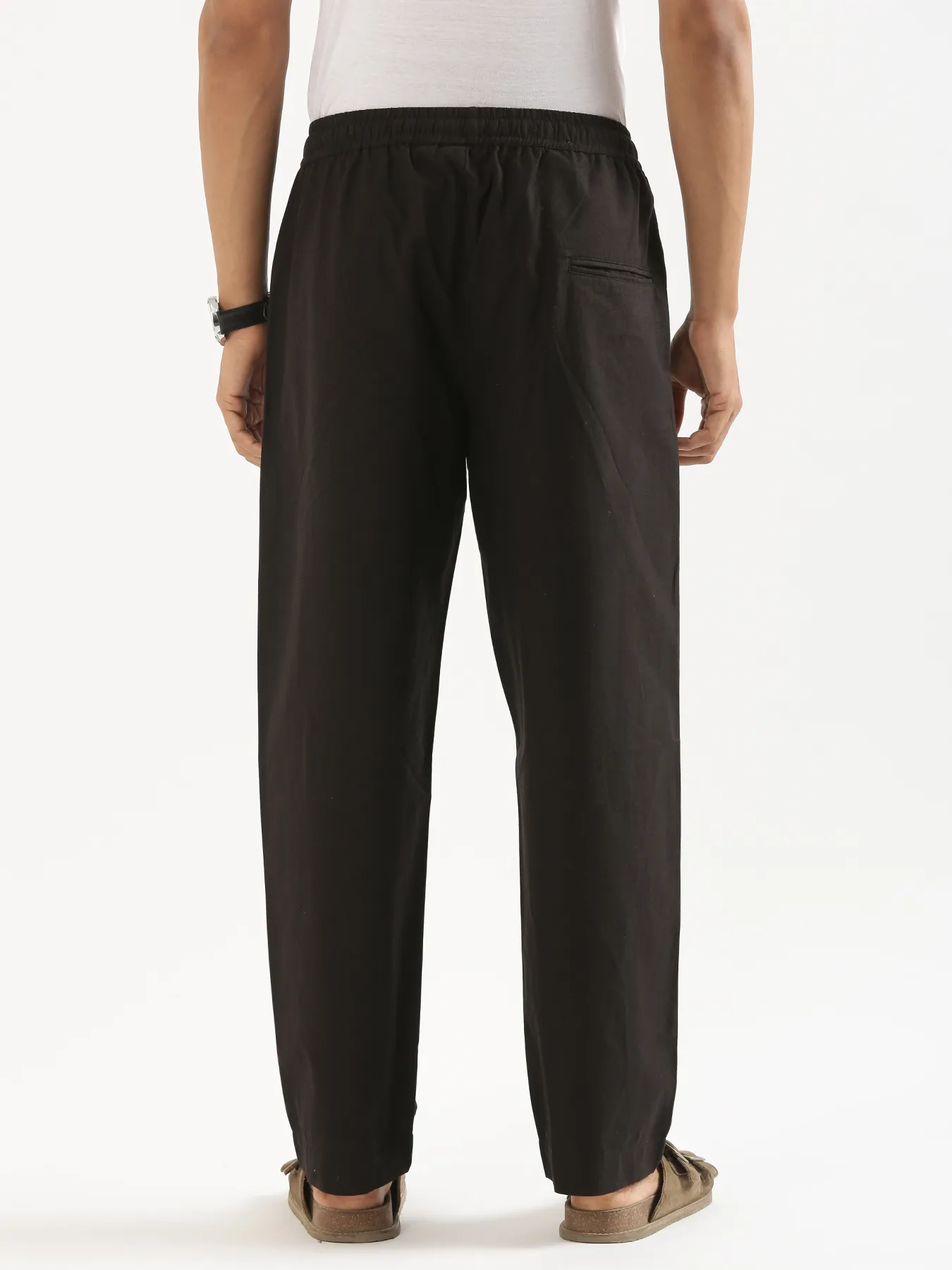 Men Black Cotton Pant - Image 4
